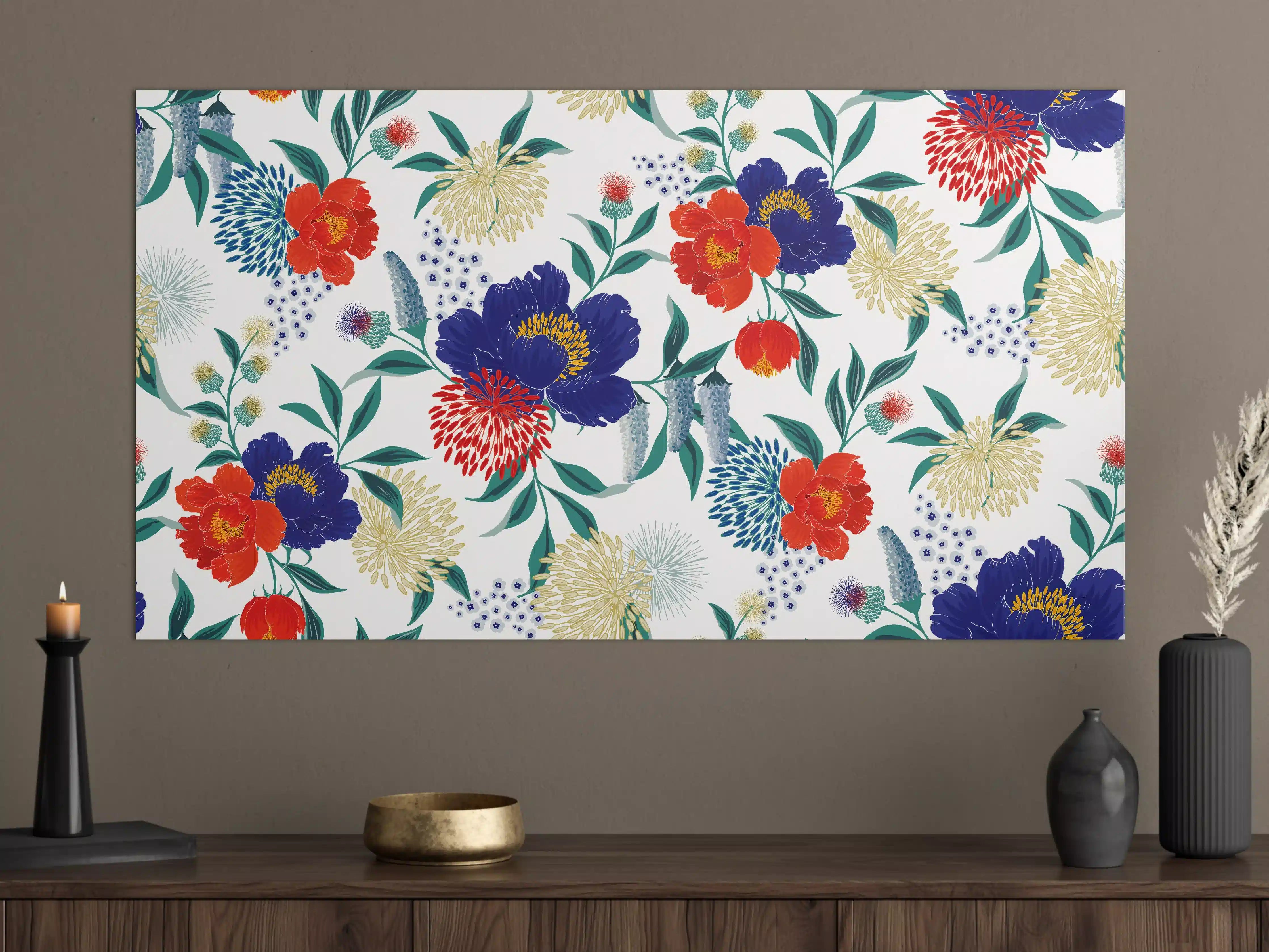 Große Wandbilder - Bunte Florale Muster Tapete