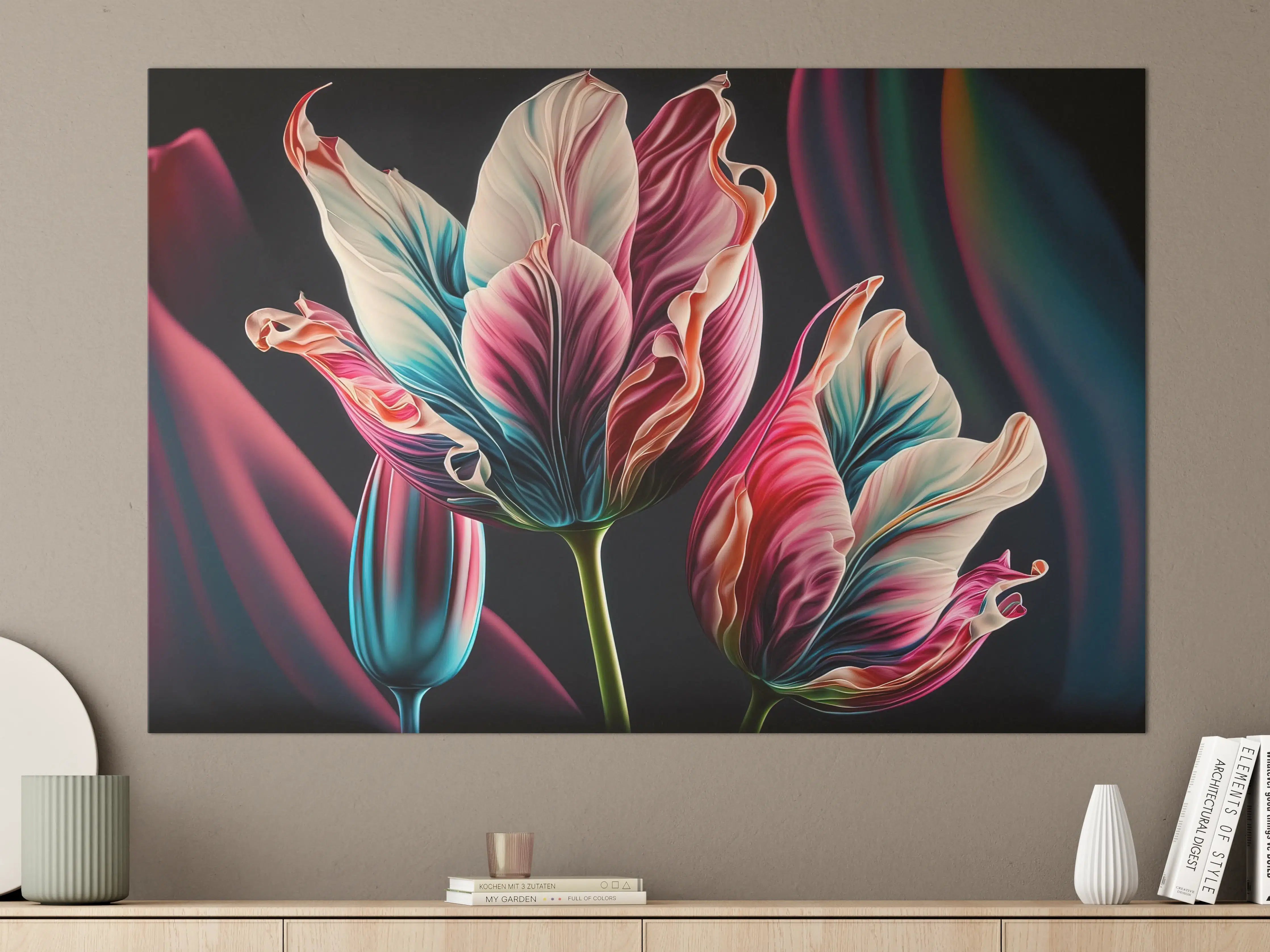 Große Wandbilder - Bunte Fluid Kunst Tulpen