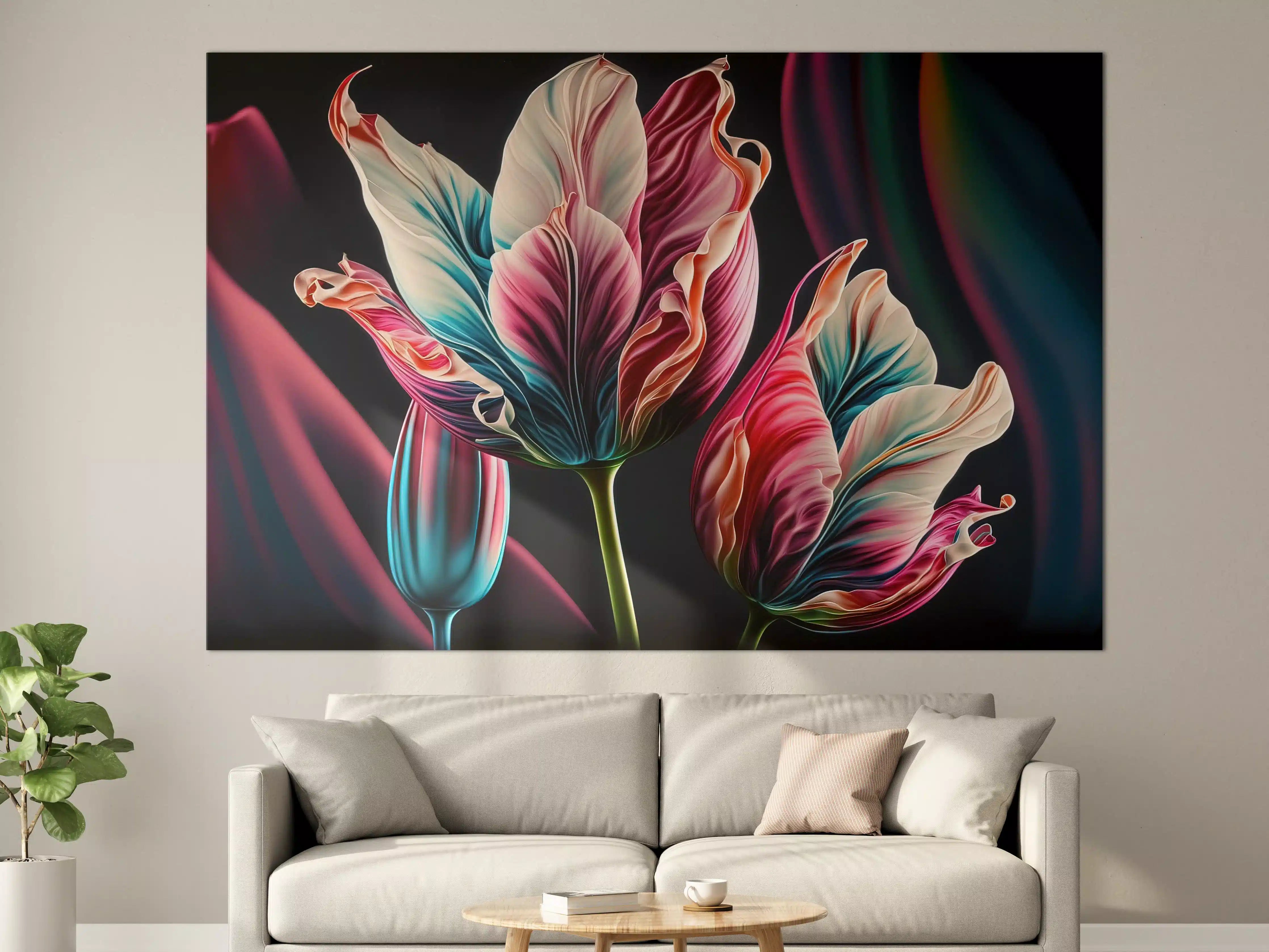 Große Wandbilder - Bunte Fluid Kunst Tulpen