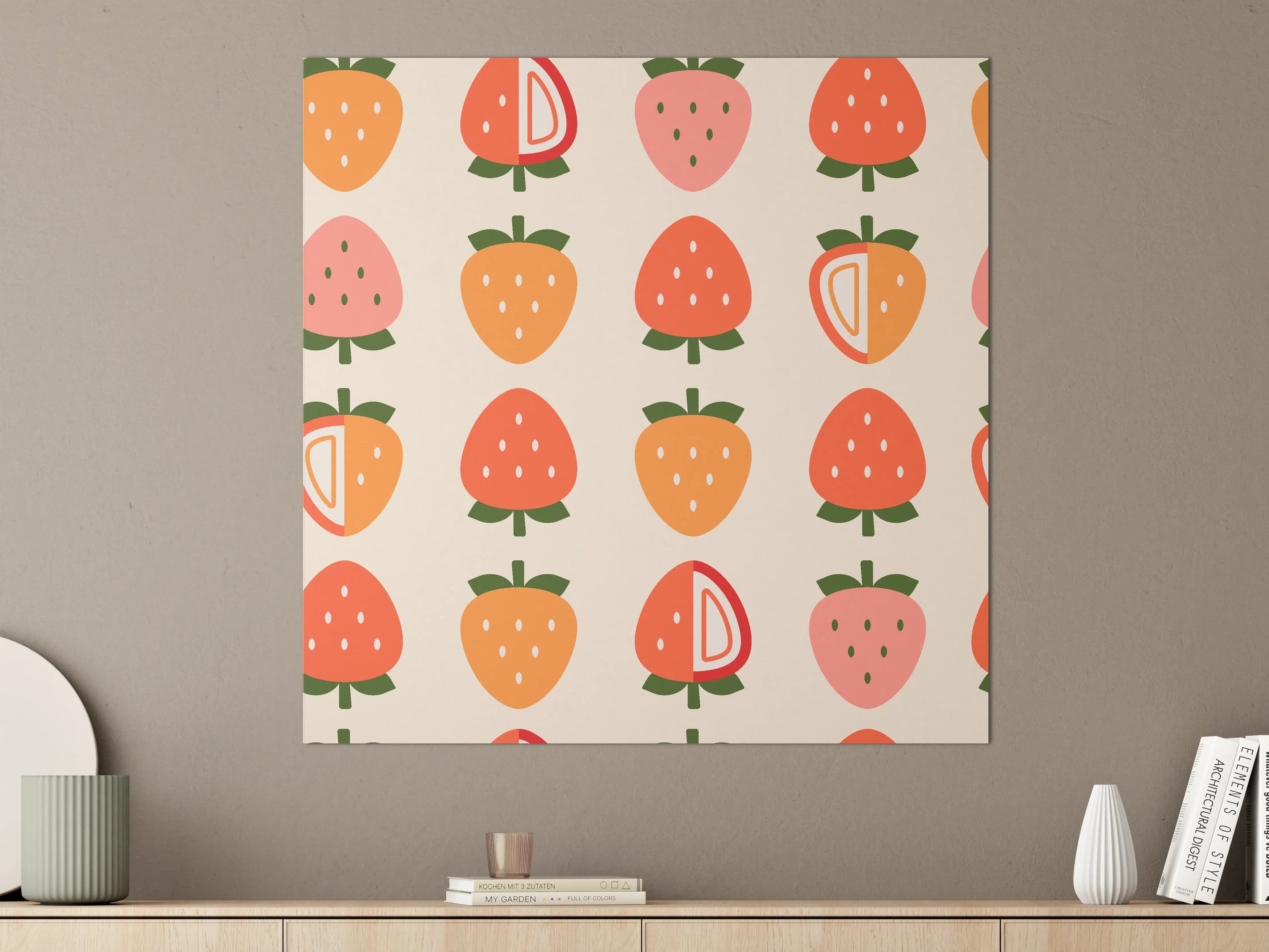 Große Wandbilder - Bunte Fruchtmuster in Retro-Design