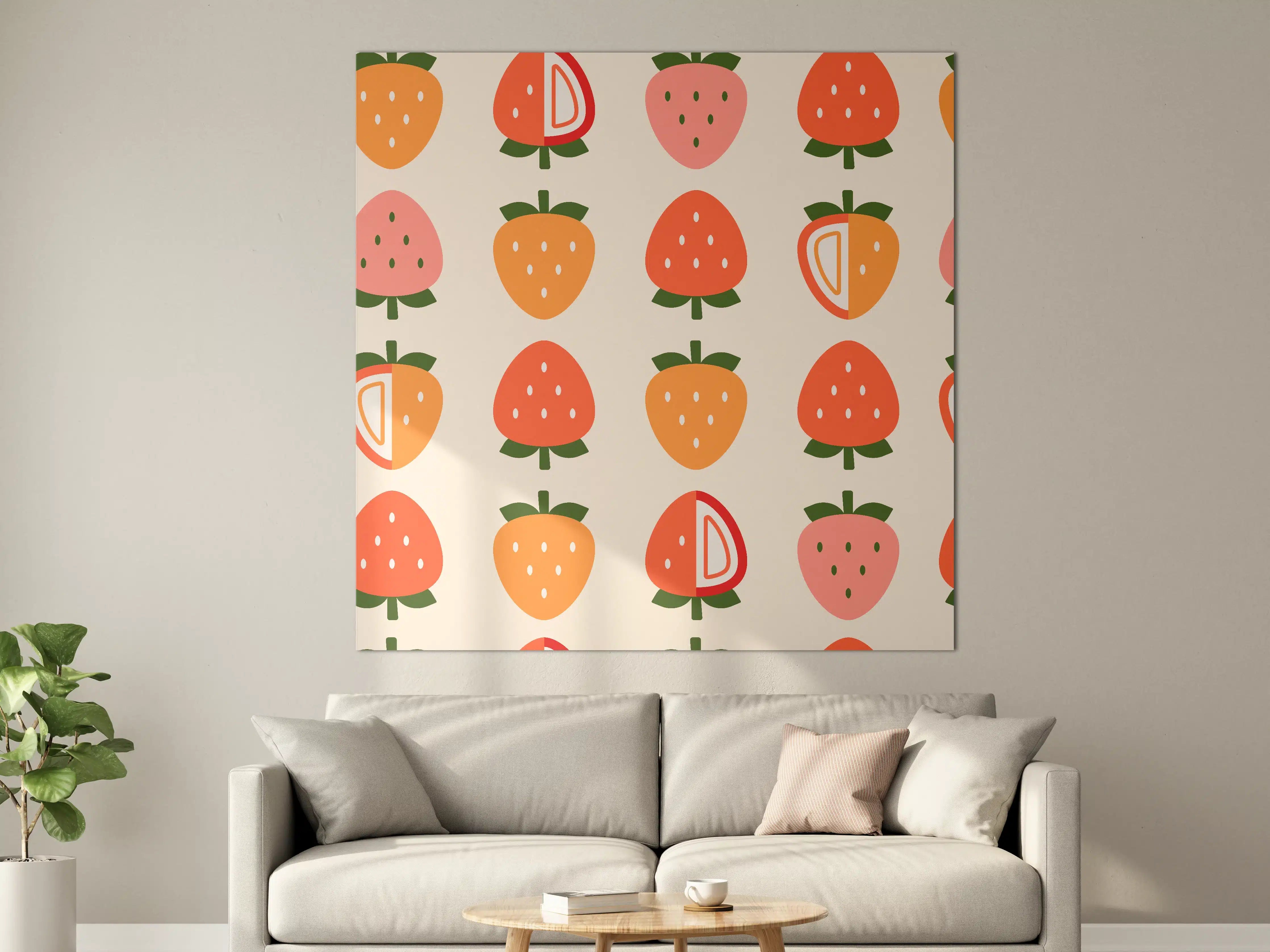 Große Wandbilder - Bunte Fruchtmuster in Retro-Design