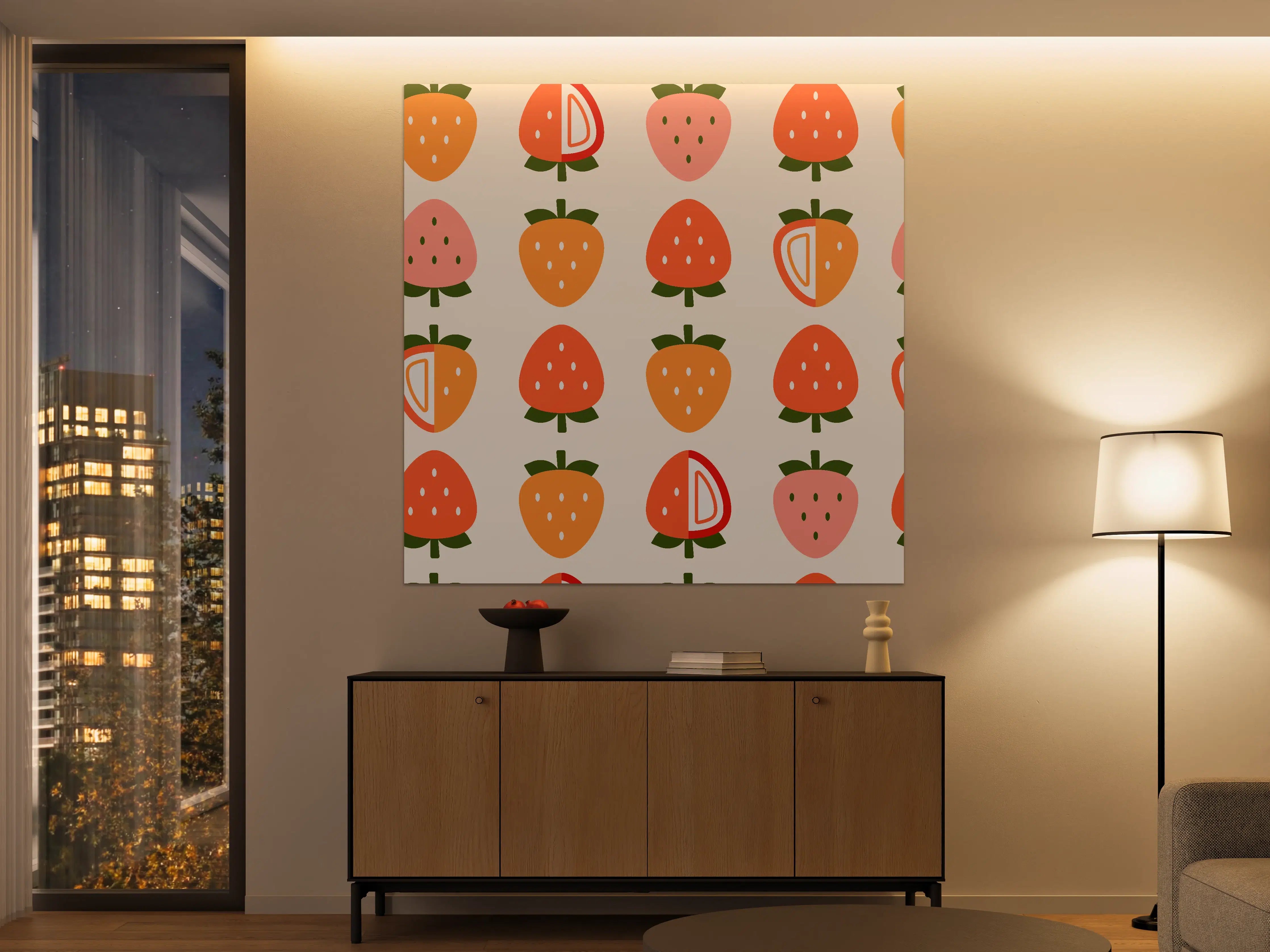 Große Wandbilder - Bunte Fruchtmuster in Retro-Design