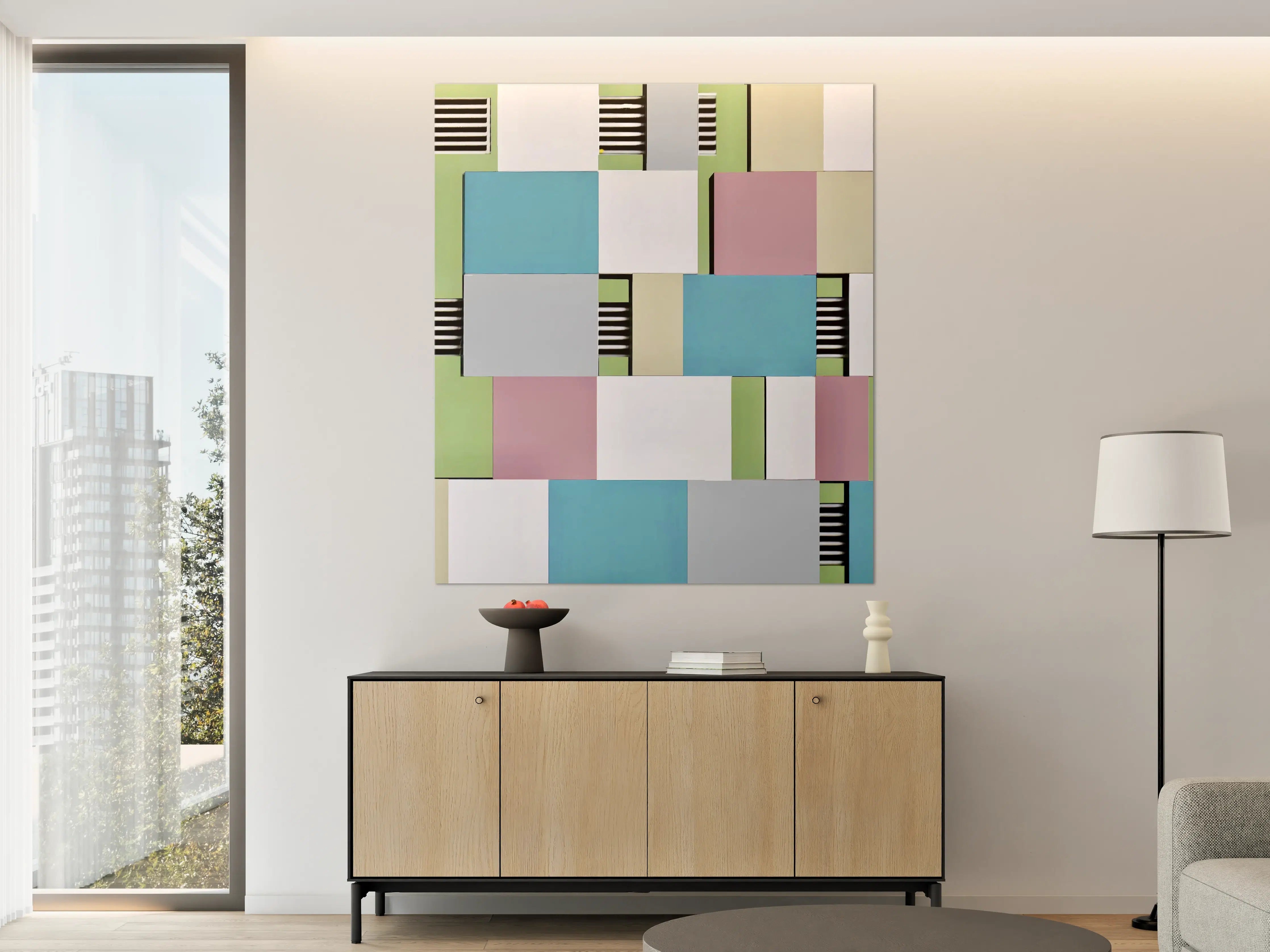 Große Wandbilder - Bunte Geometrische Fassadenkunst