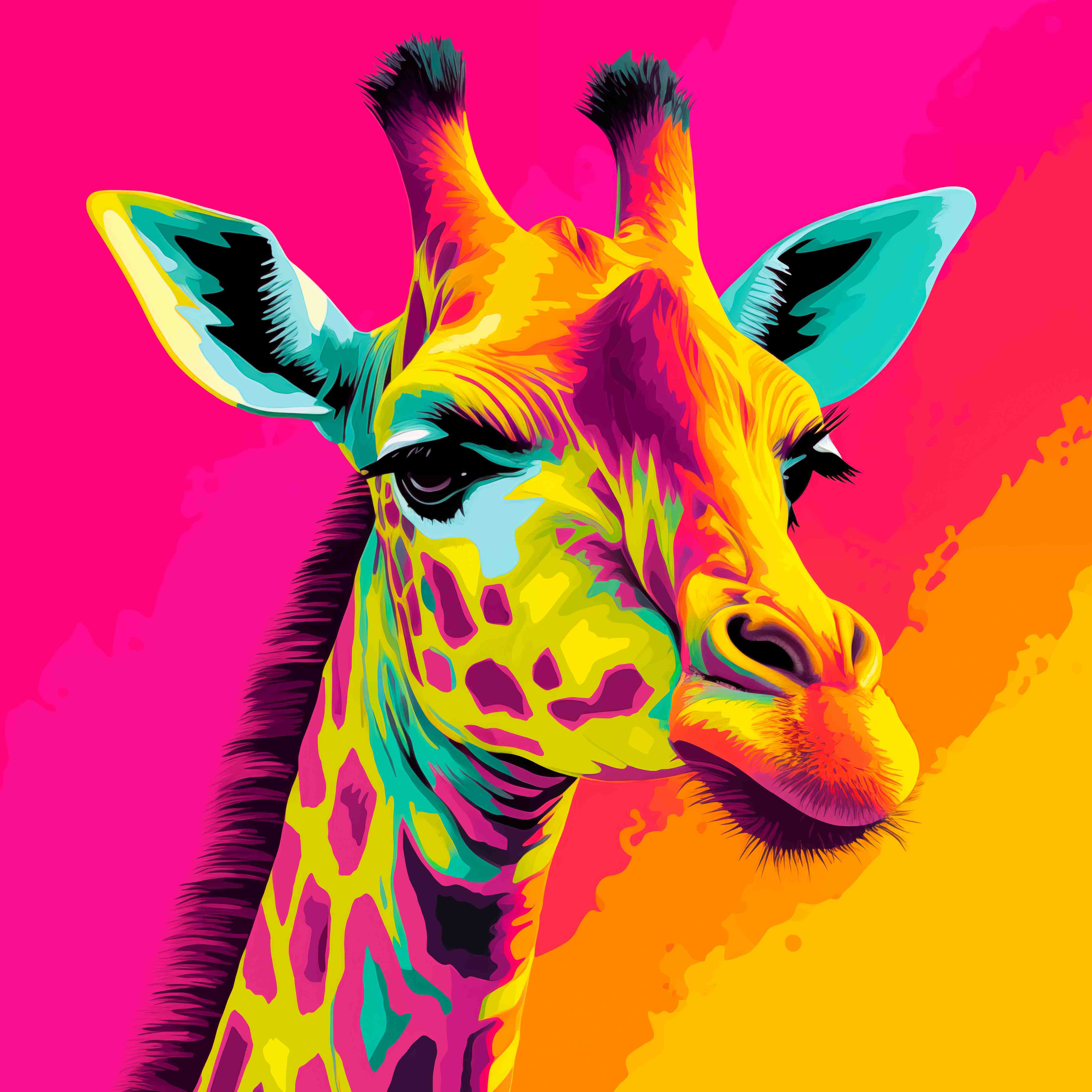 Große Wandbilder-Bunte Giraffe in lebendigen Farben