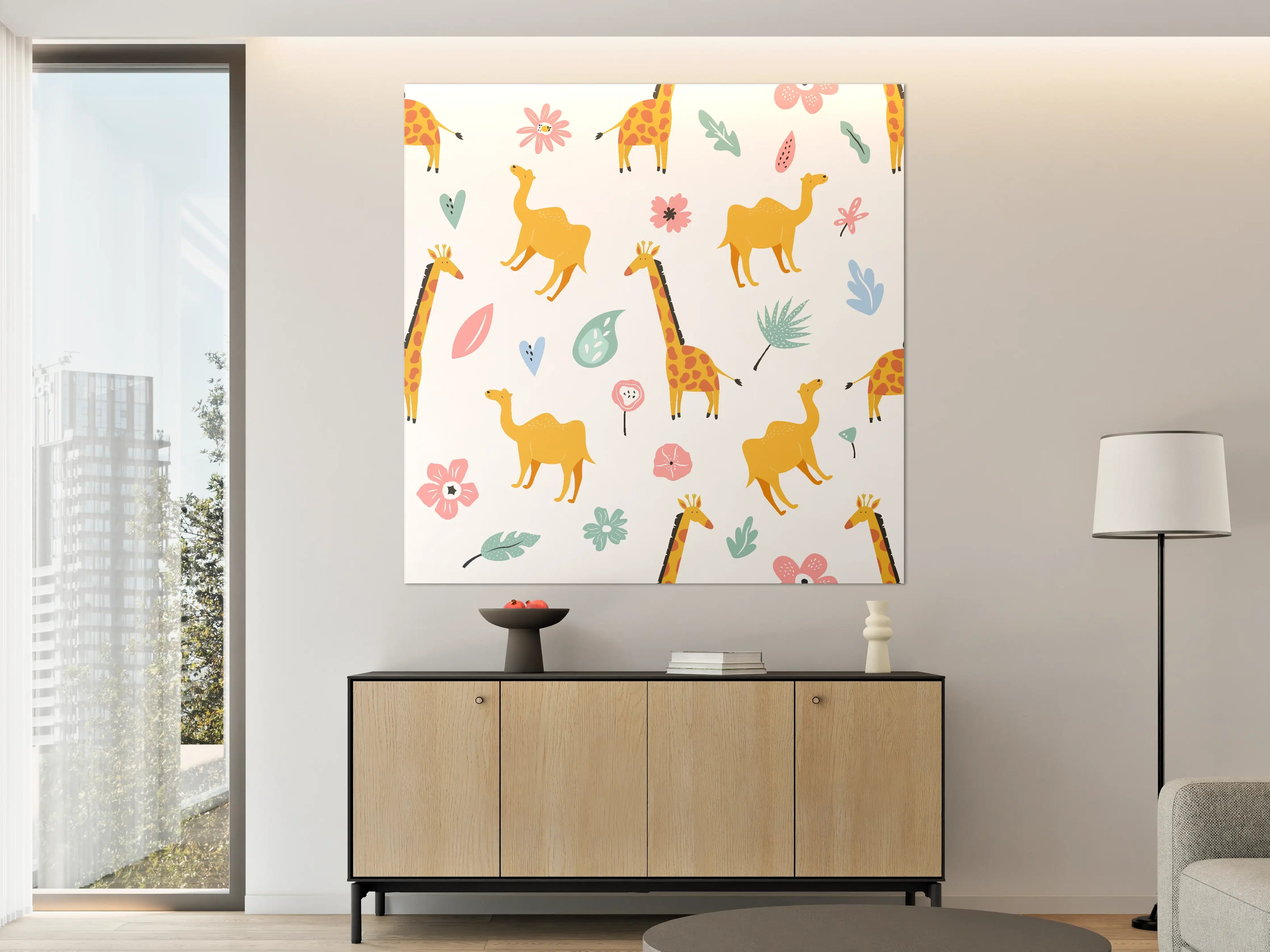 Große Wandbilder - Bunte Giraffen Muster Illustration