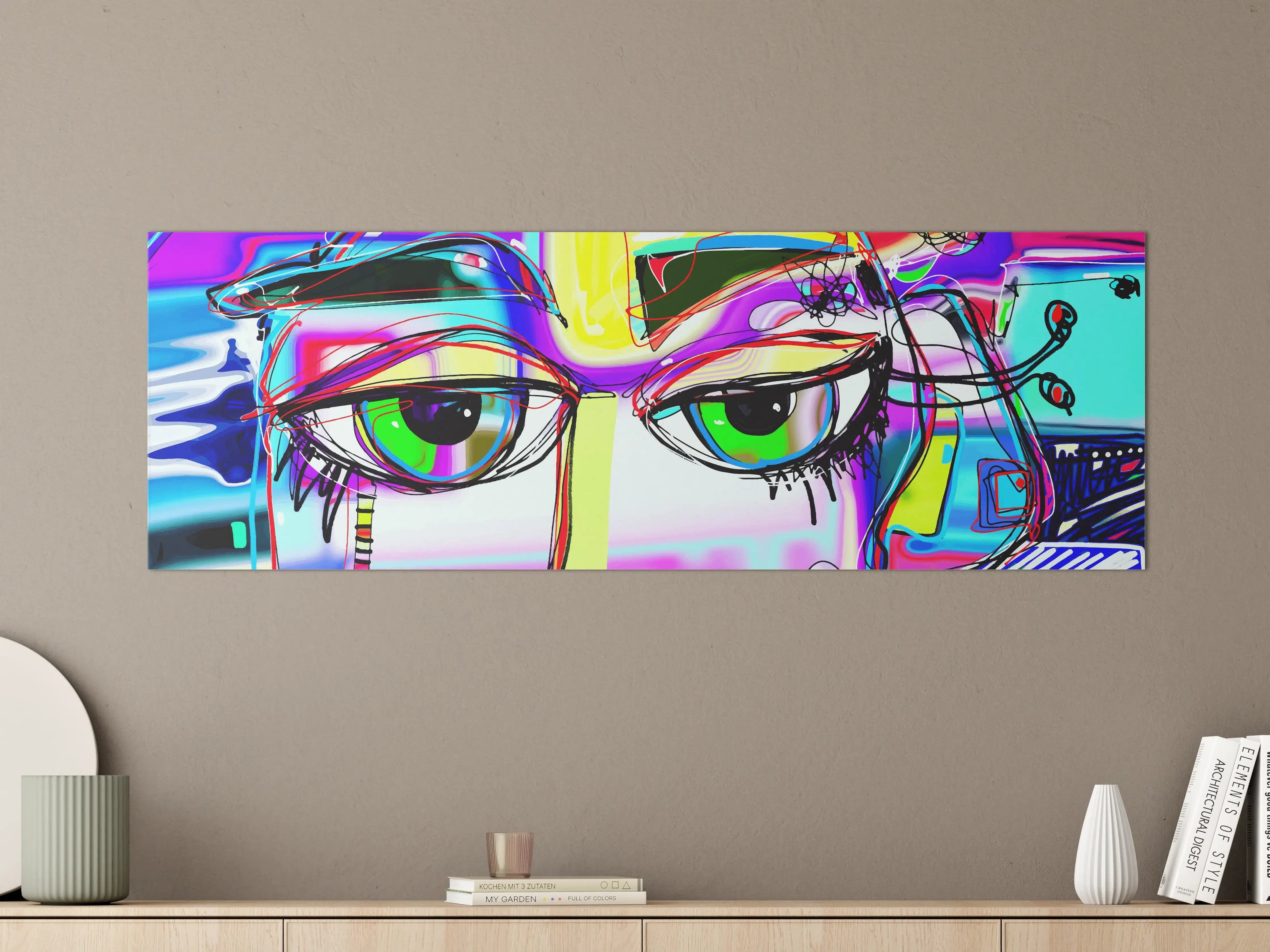 Große Wandbilder - Bunte Graffiti-Kunst mit Augenmotiven