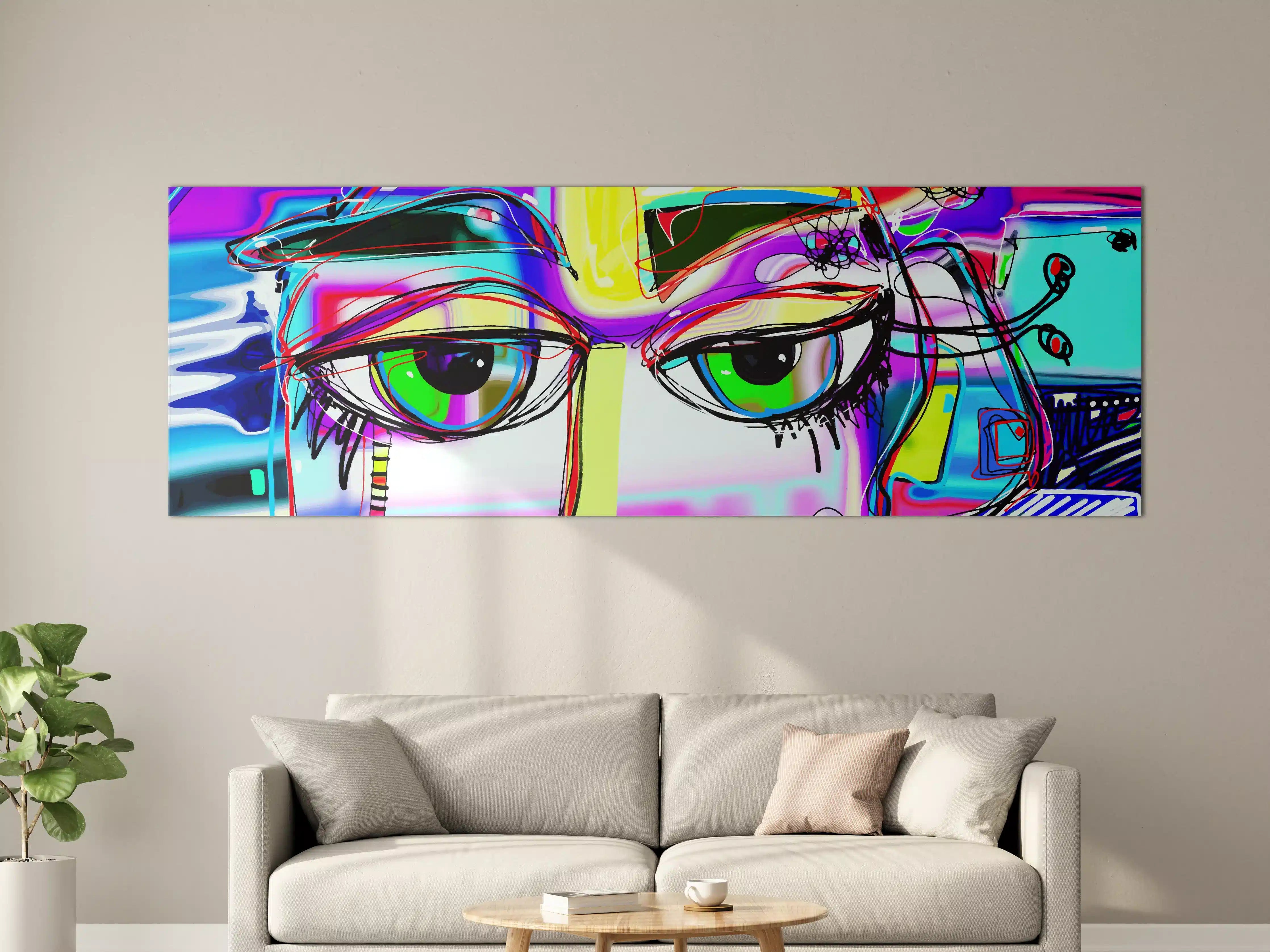Große Wandbilder - Bunte Graffiti-Kunst mit Augenmotiven