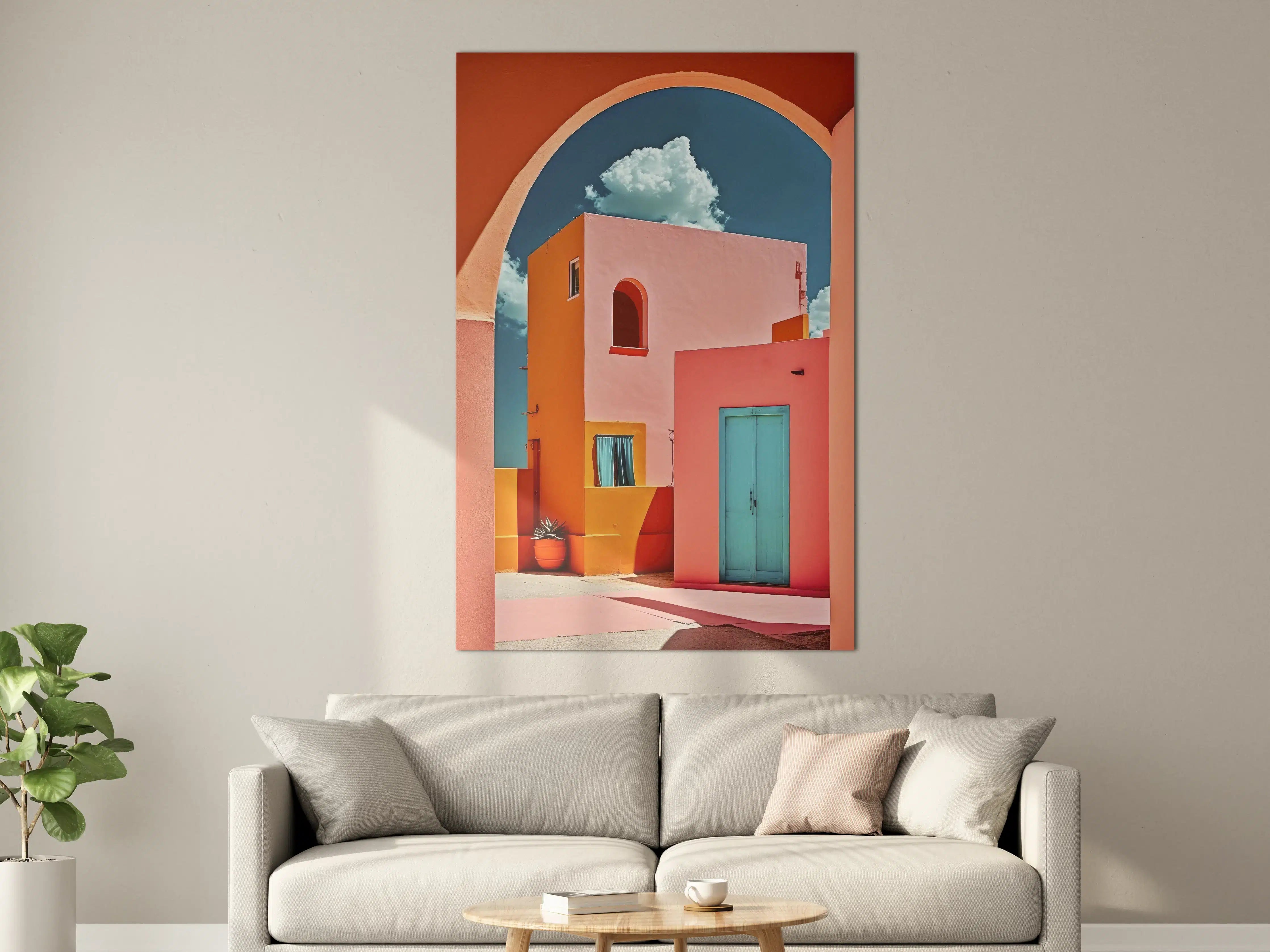 Große Wandbilder - Bunte Hausfassade in sommerlicher Kulisse