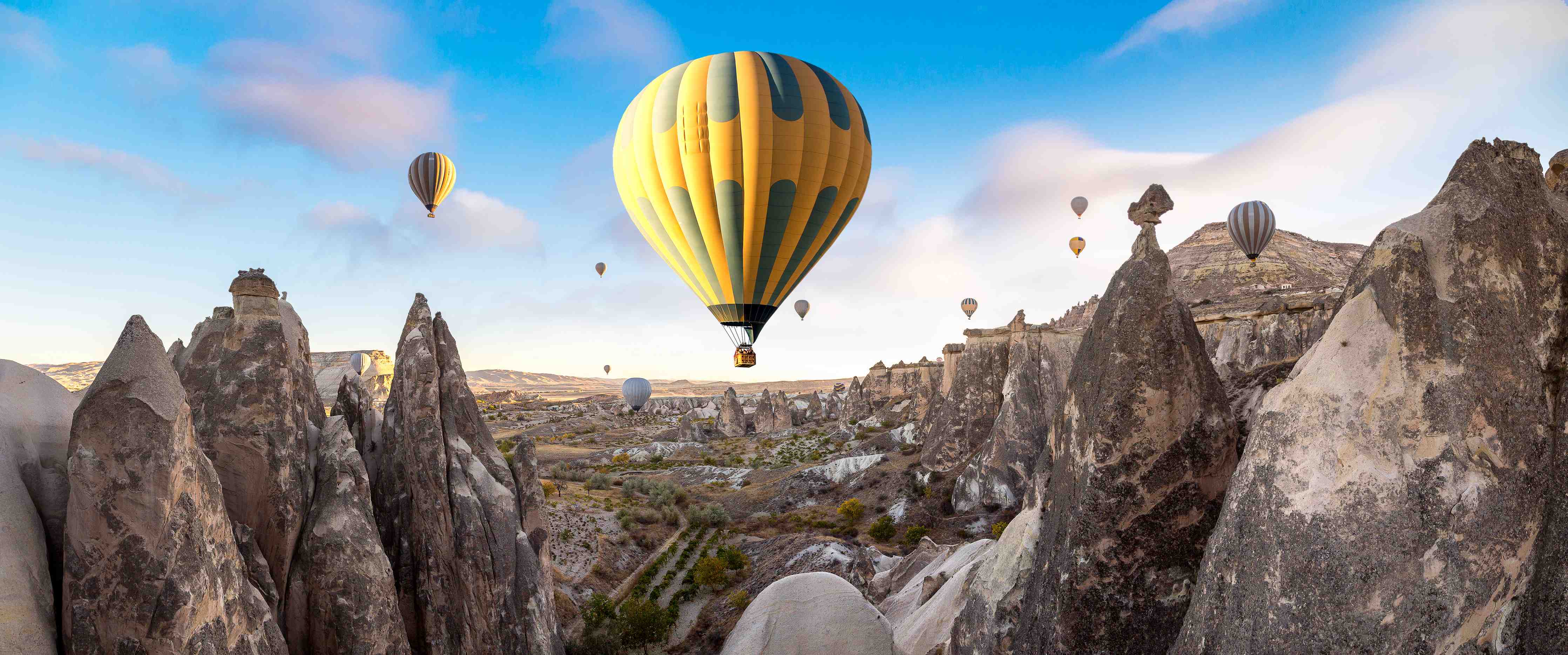 Große Wandbilder-Bunte Heißluftballons über Felsenlandschaft
