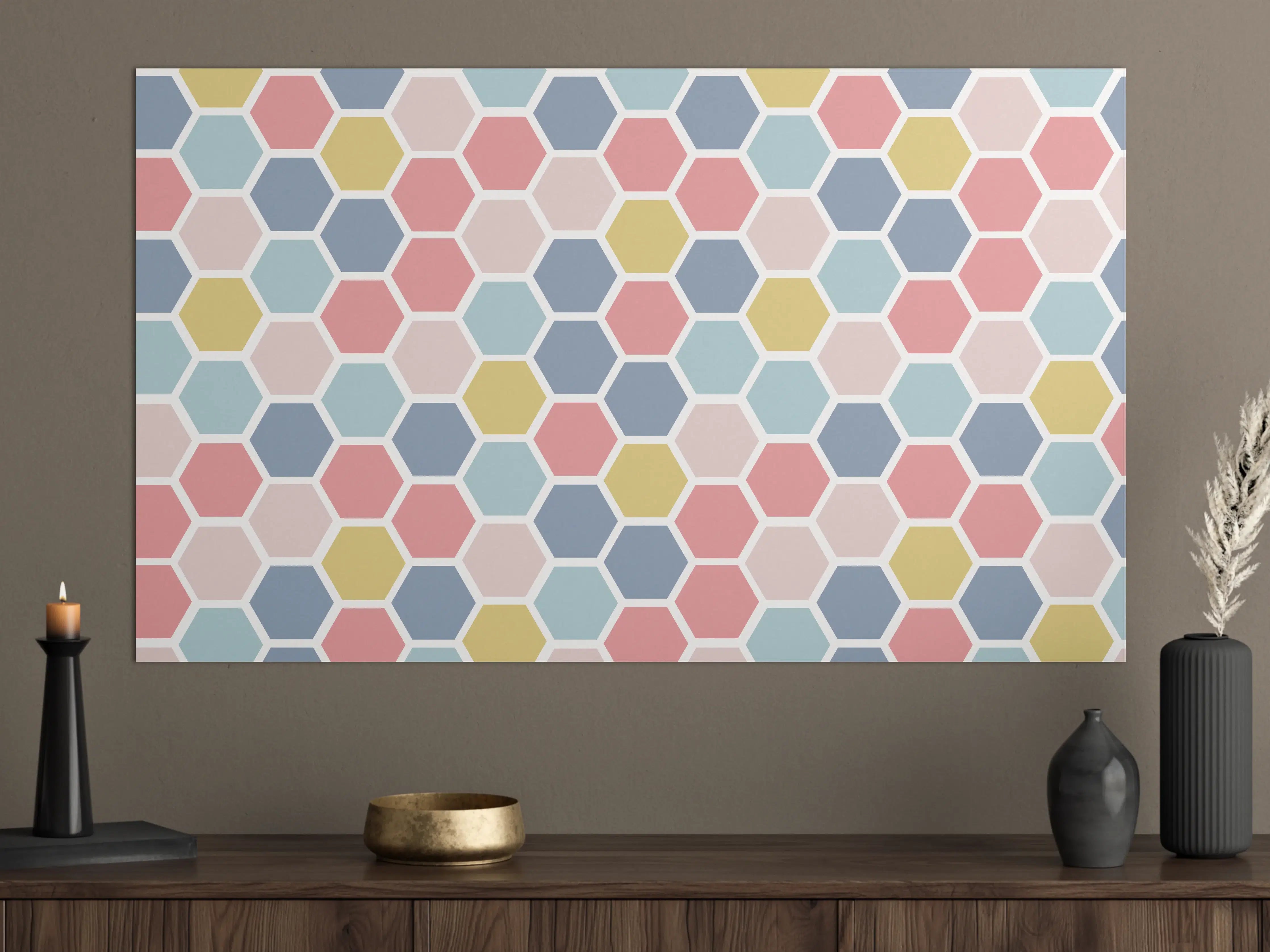 Große Wandbilder - Bunte Hexagon-Muster Tapete