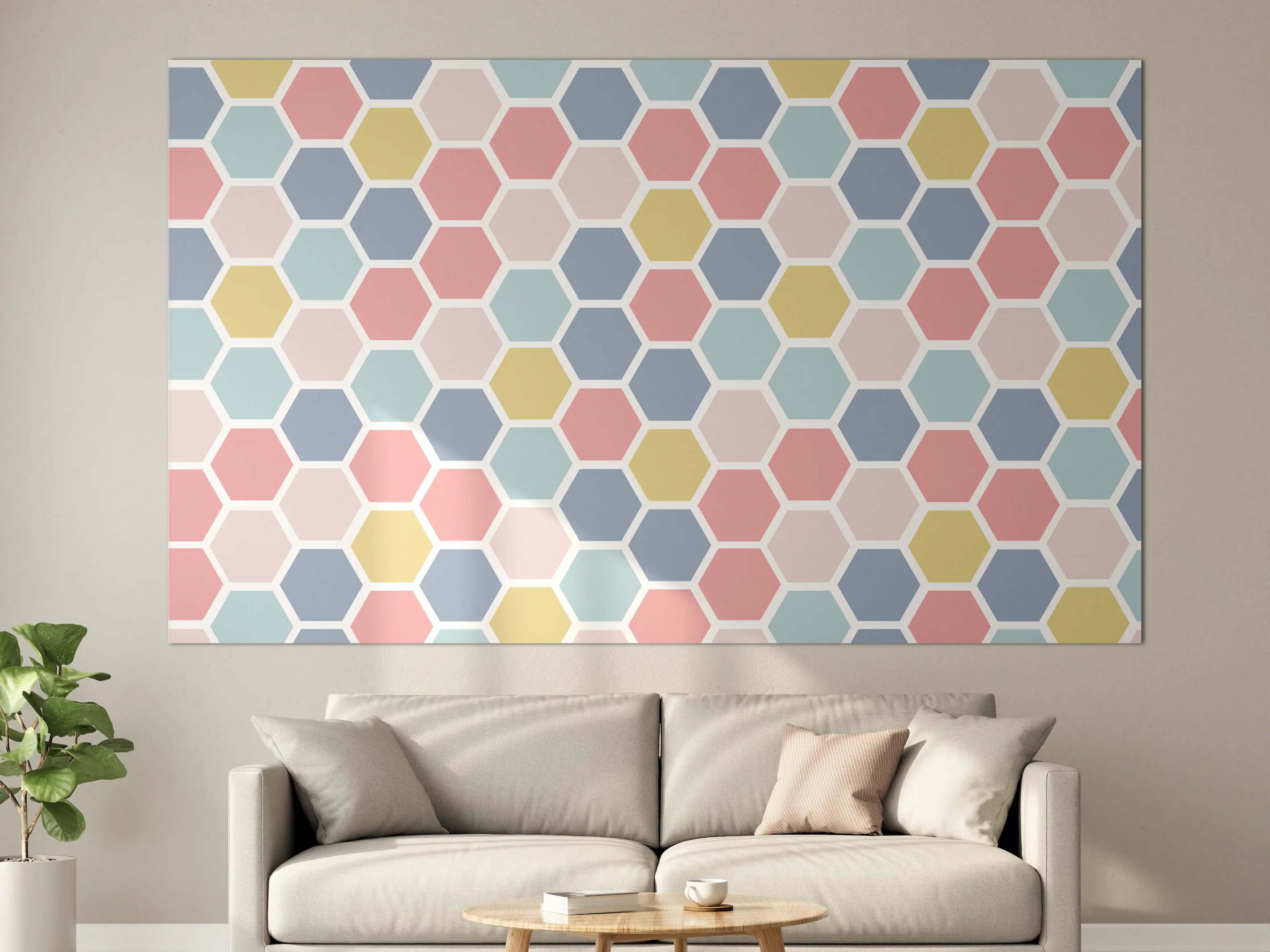 Große Wandbilder - Bunte Hexagon-Muster Tapete