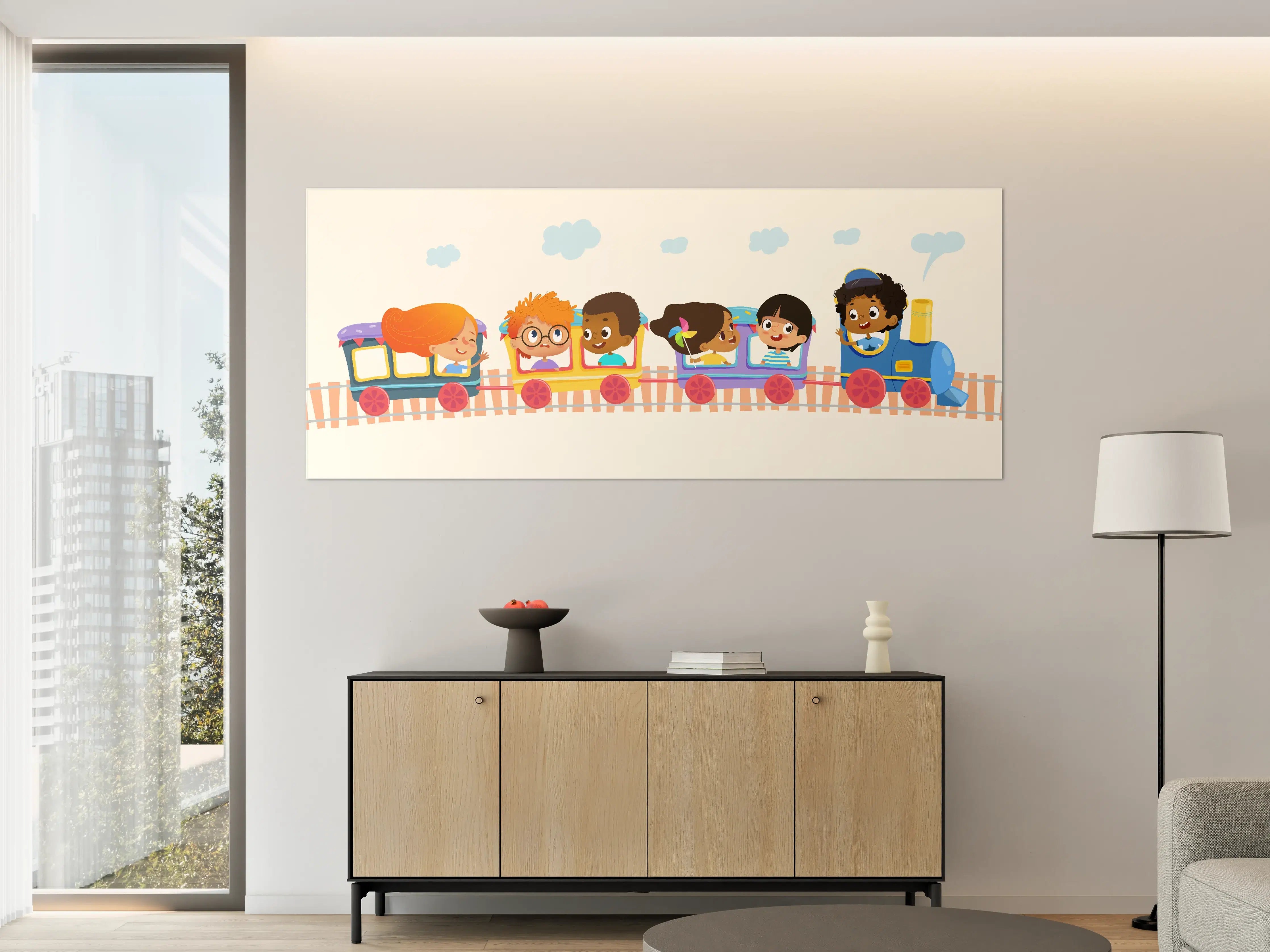 Große Wandbilder - Bunte Kinder im Zugzug