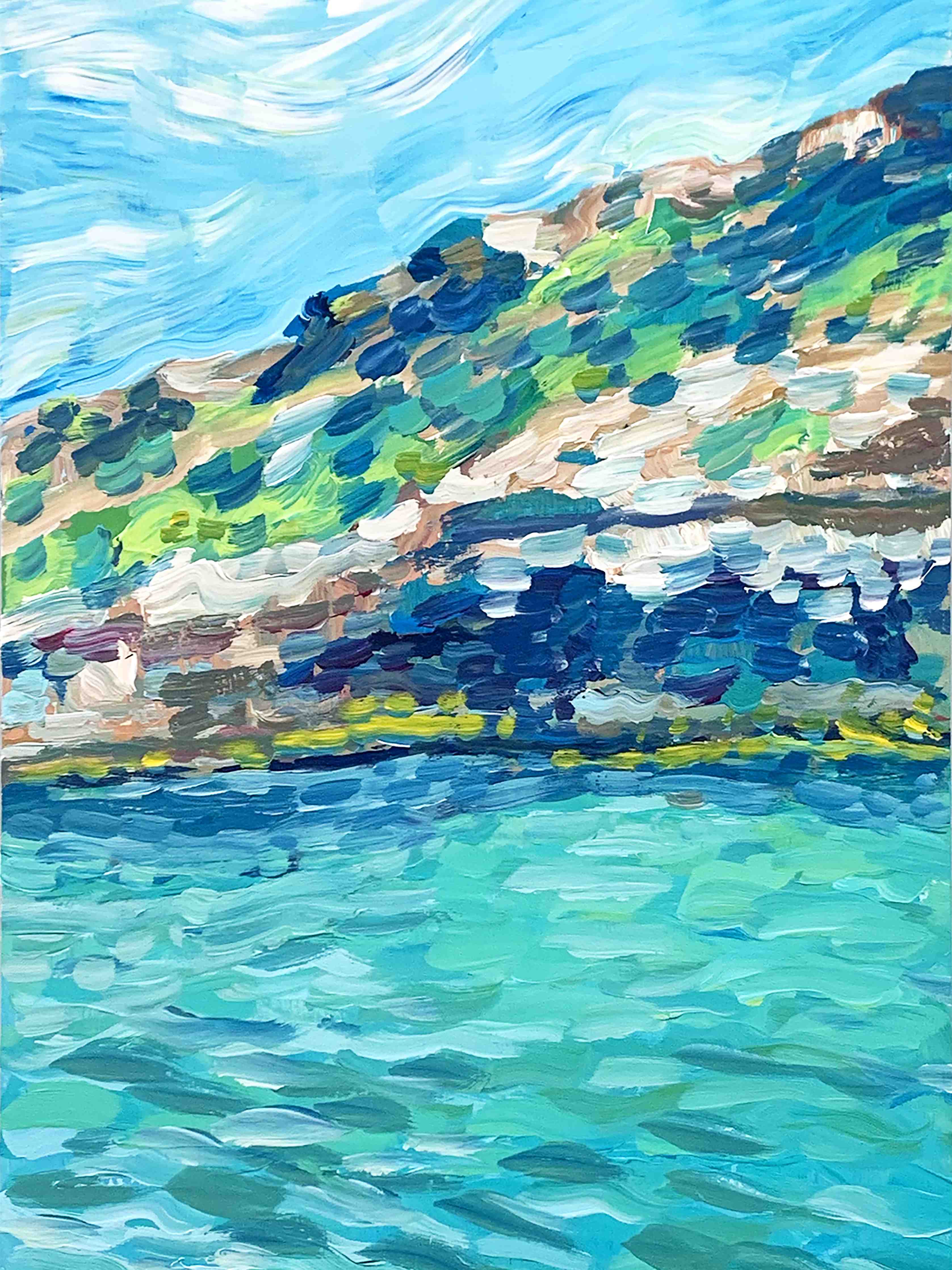 Große Wandbilder-Bunte Küstenlandschaft mit Wasser und Himmel