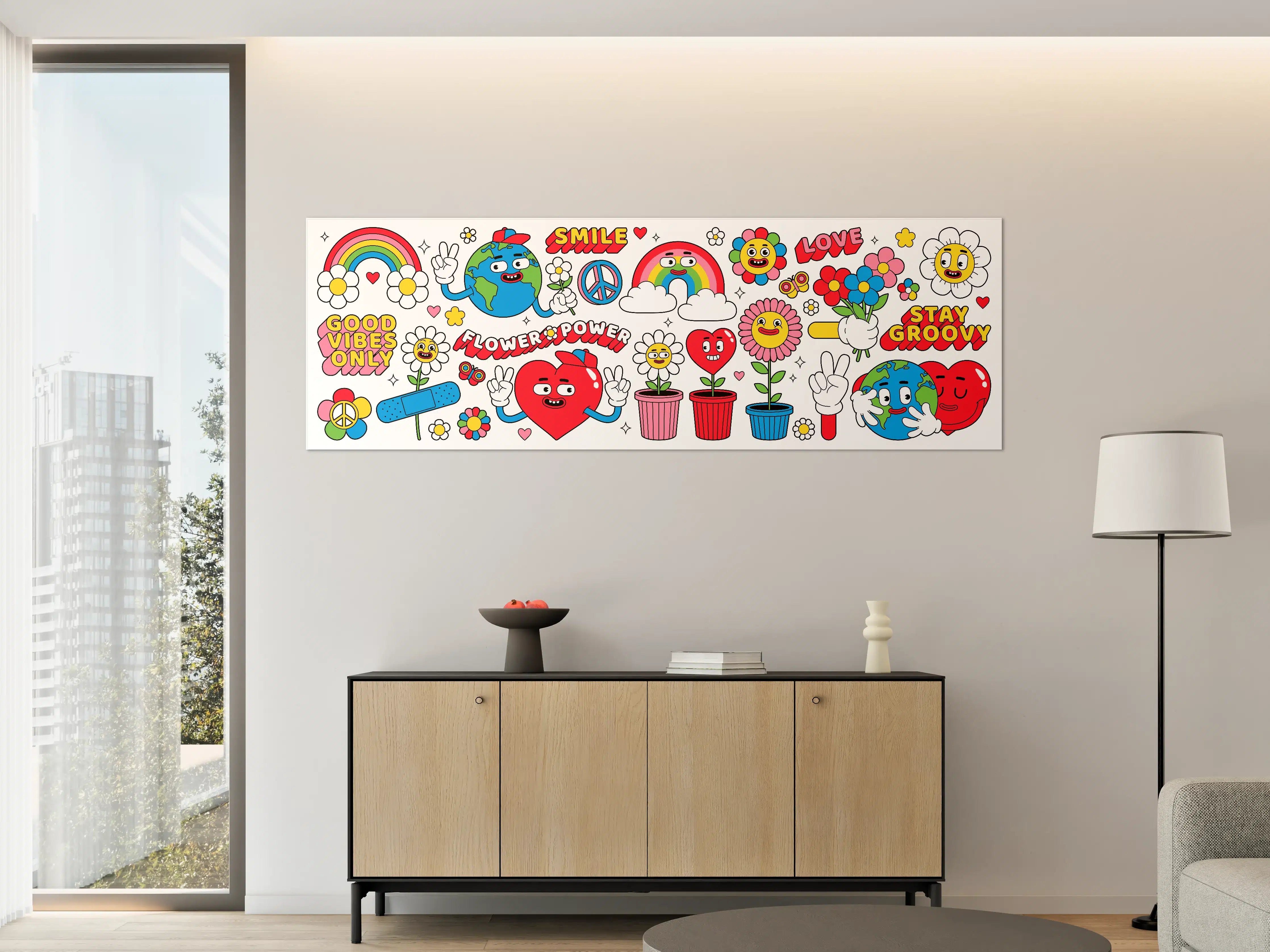 Große Wandbilder - Bunte Liebes- und Gute-Vibe-Motive