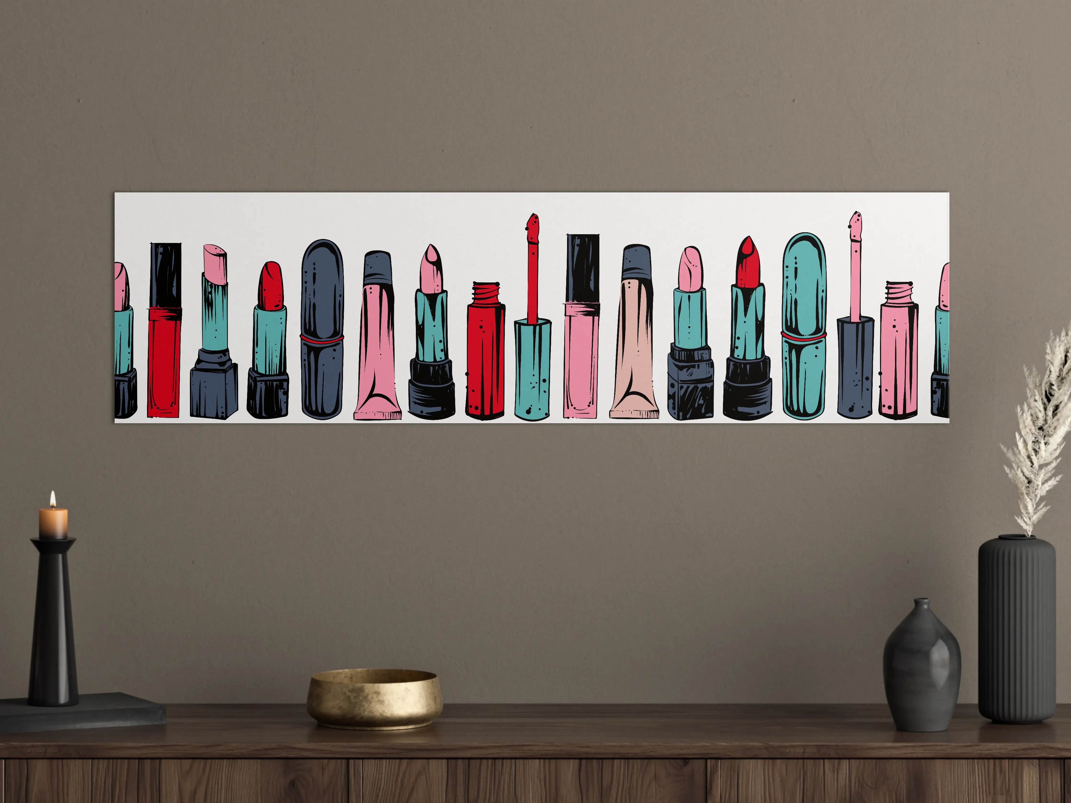 Große Wandbilder - Bunte Lippenstift-Illustration in Pastellfarben