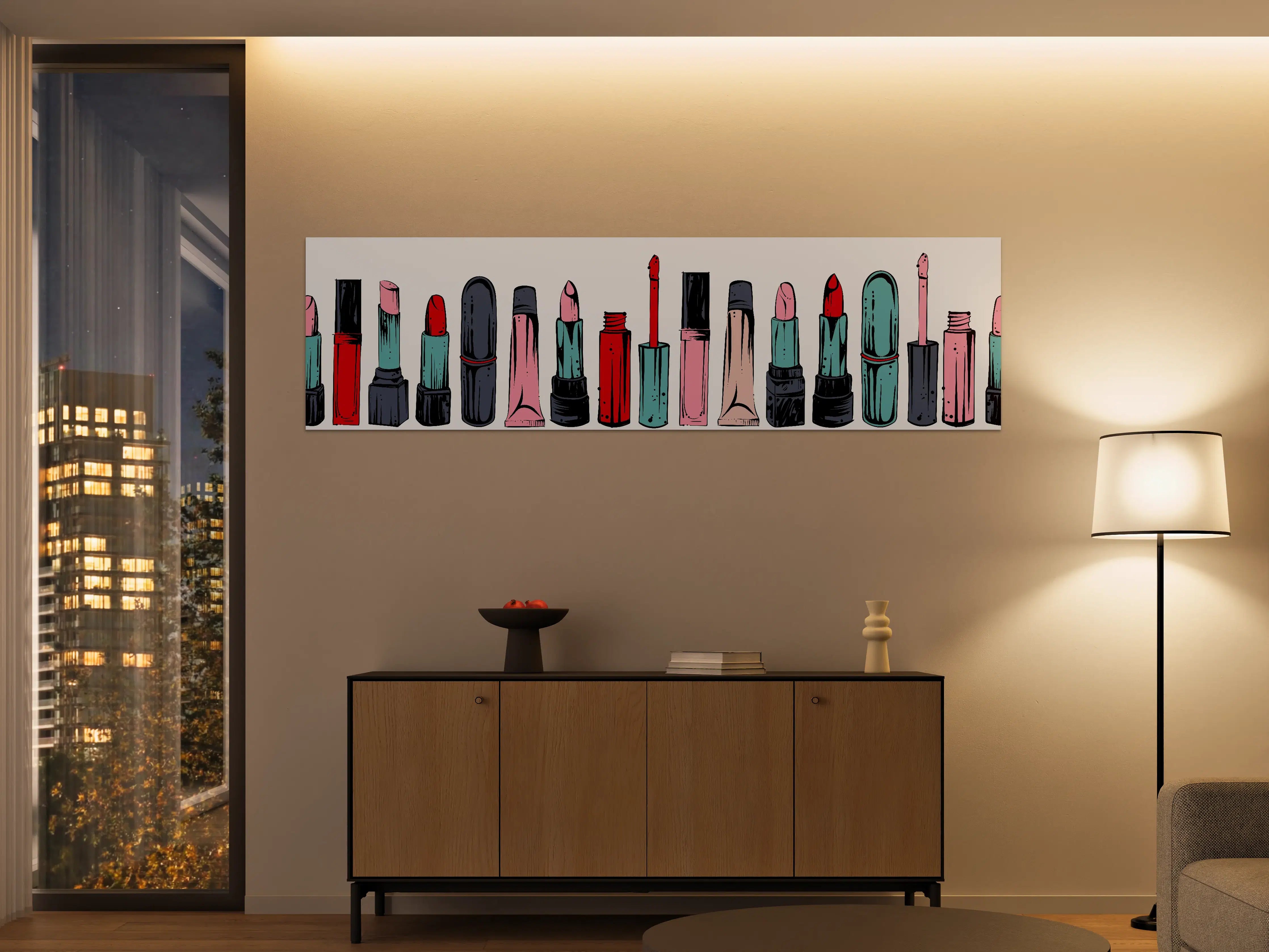 Große Wandbilder - Bunte Lippenstift-Illustration in Pastellfarben