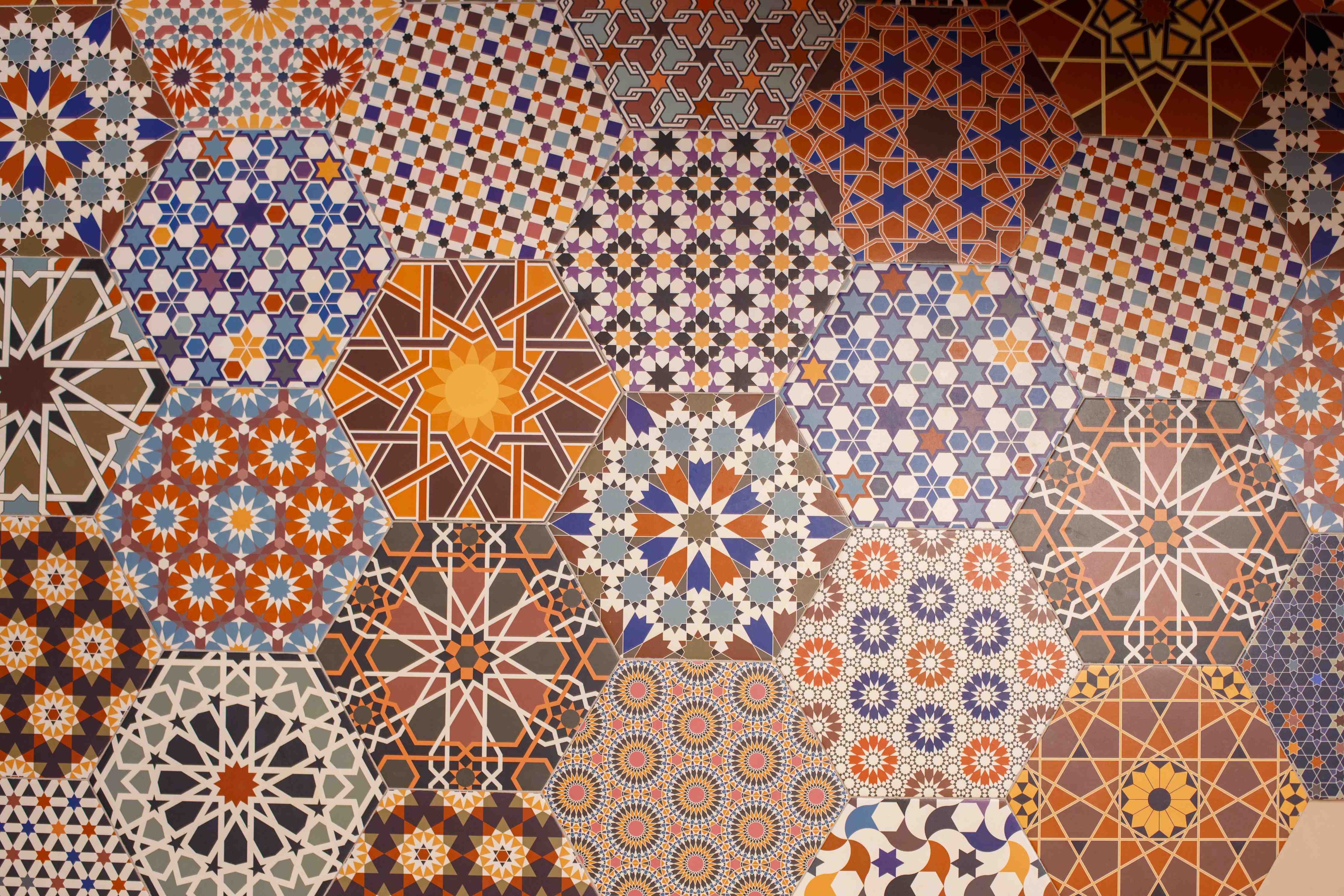 Große Wandbilder-Bunte Mosaikflächen mit geometrischen Mustern