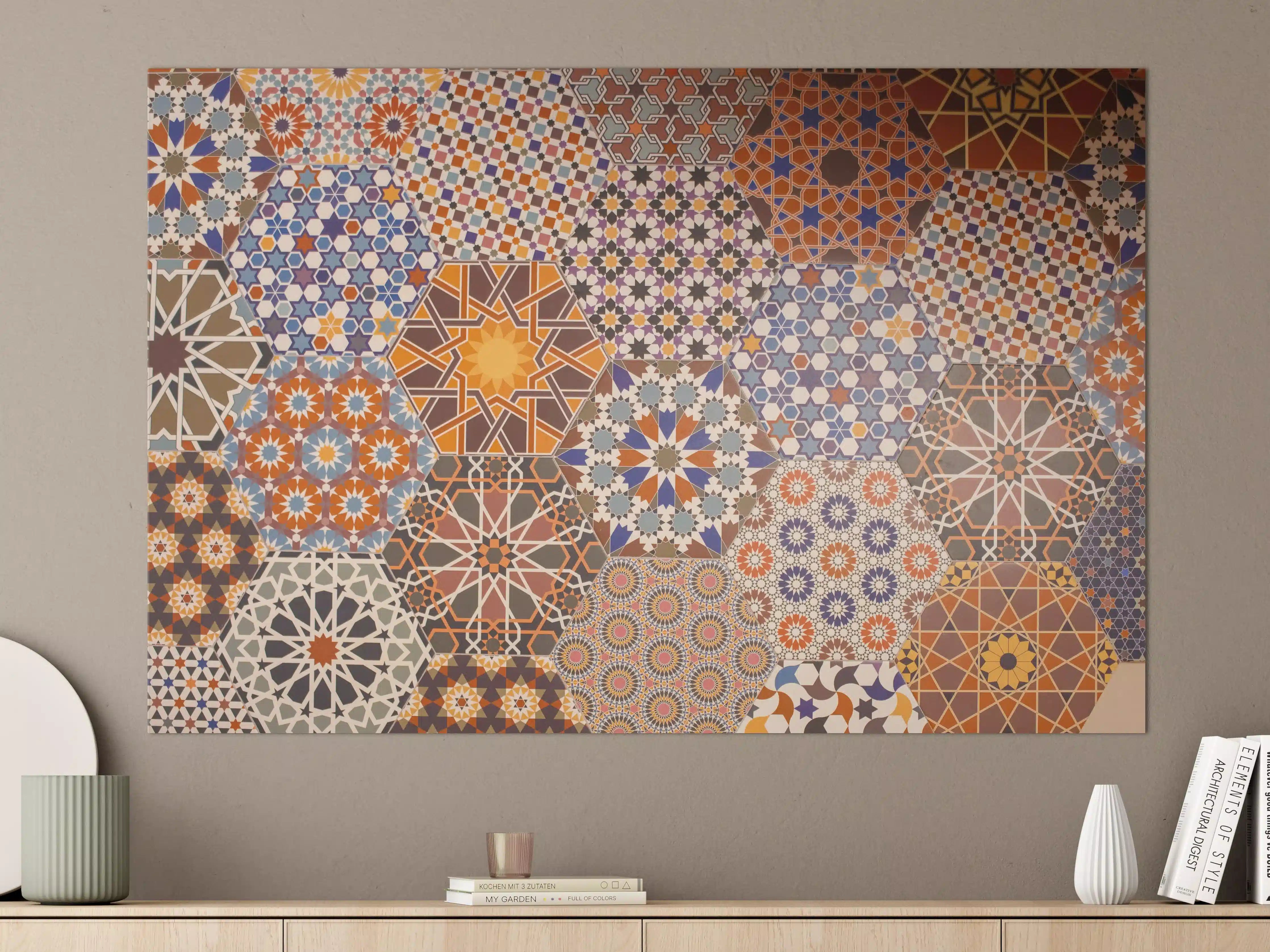Große Wandbilder - Bunte Mosaikflächen mit geometrischen Mustern