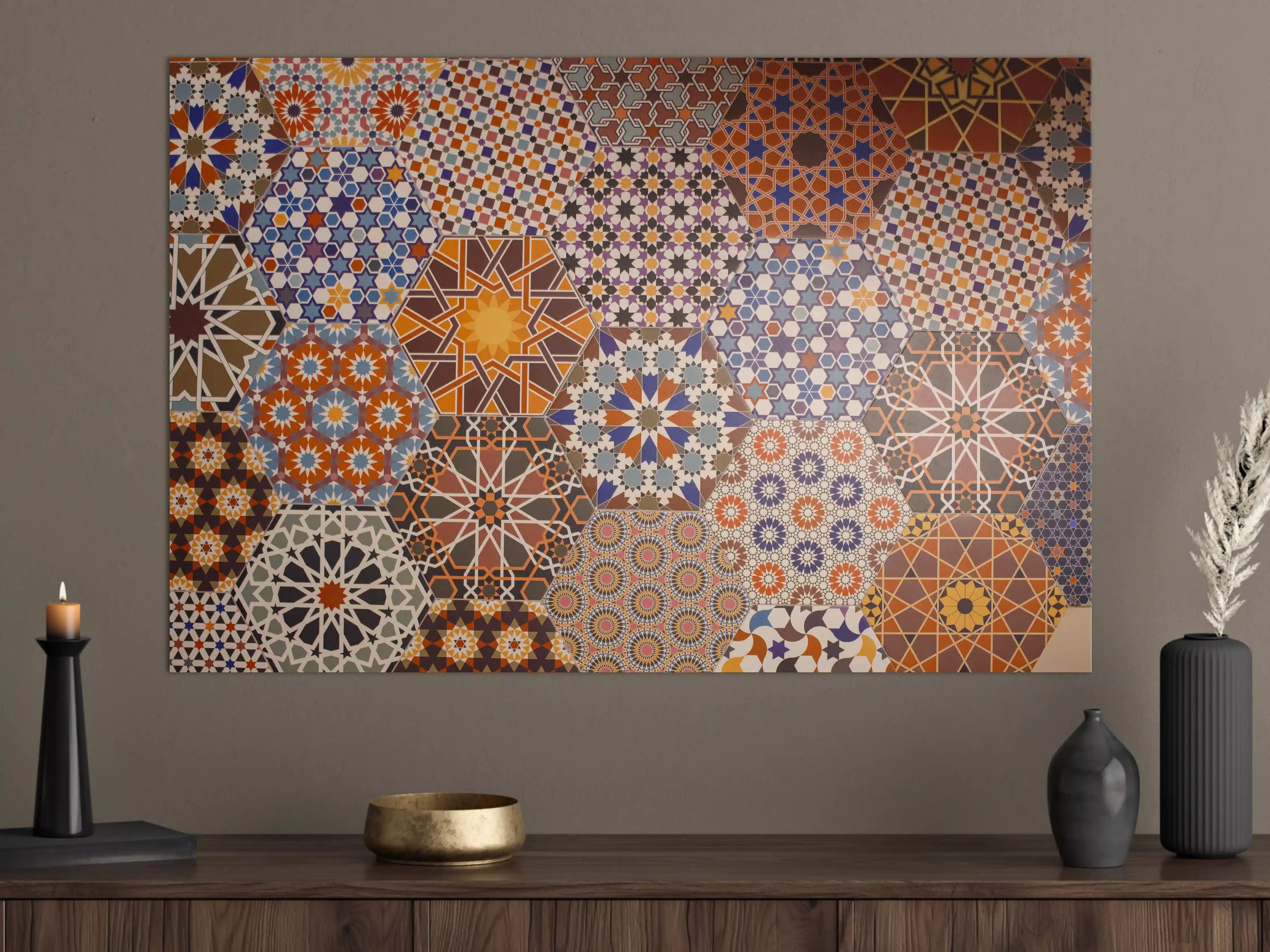 Große Wandbilder - Bunte Mosaikflächen mit geometrischen Mustern