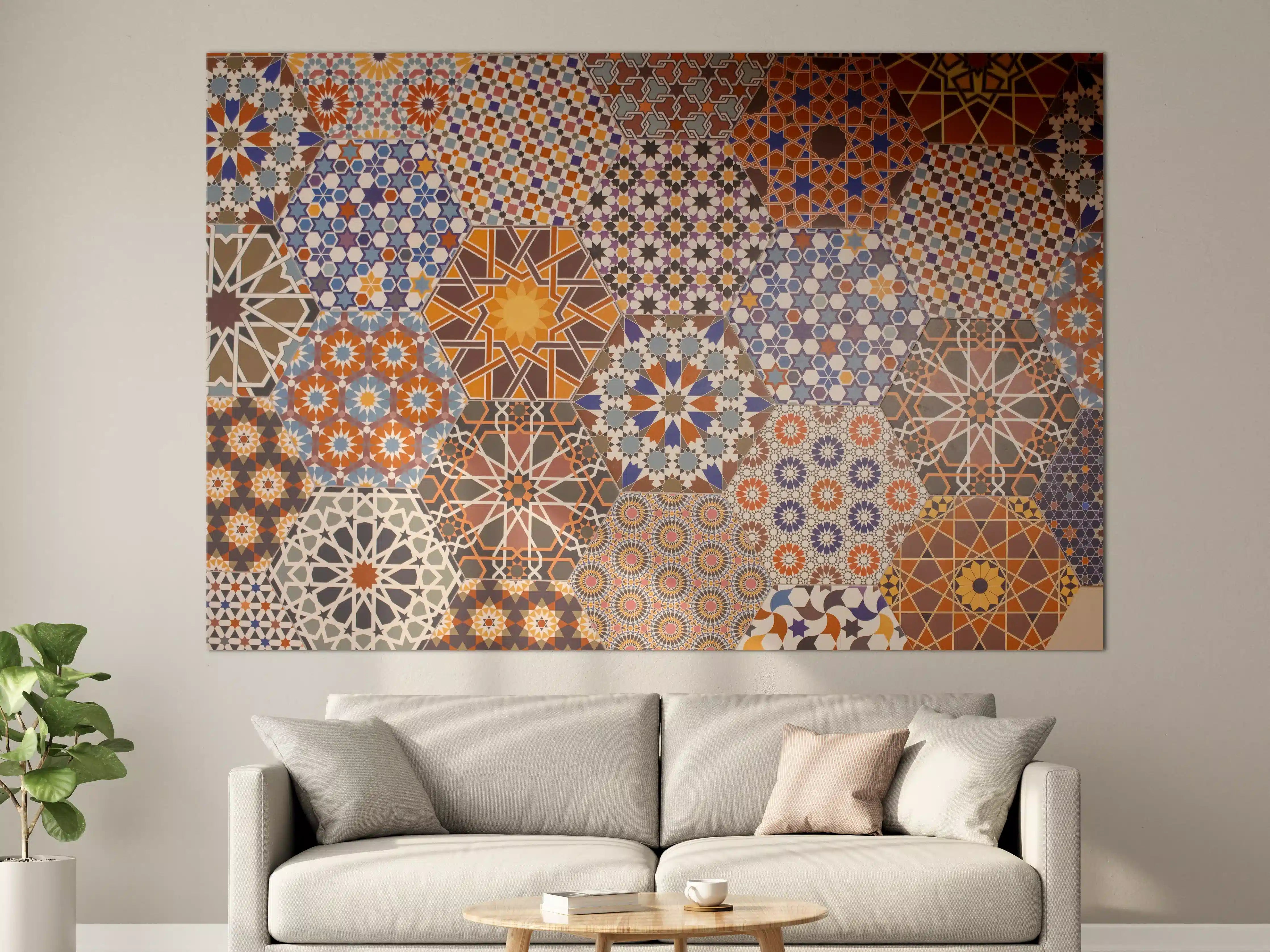 Große Wandbilder - Bunte Mosaikflächen mit geometrischen Mustern