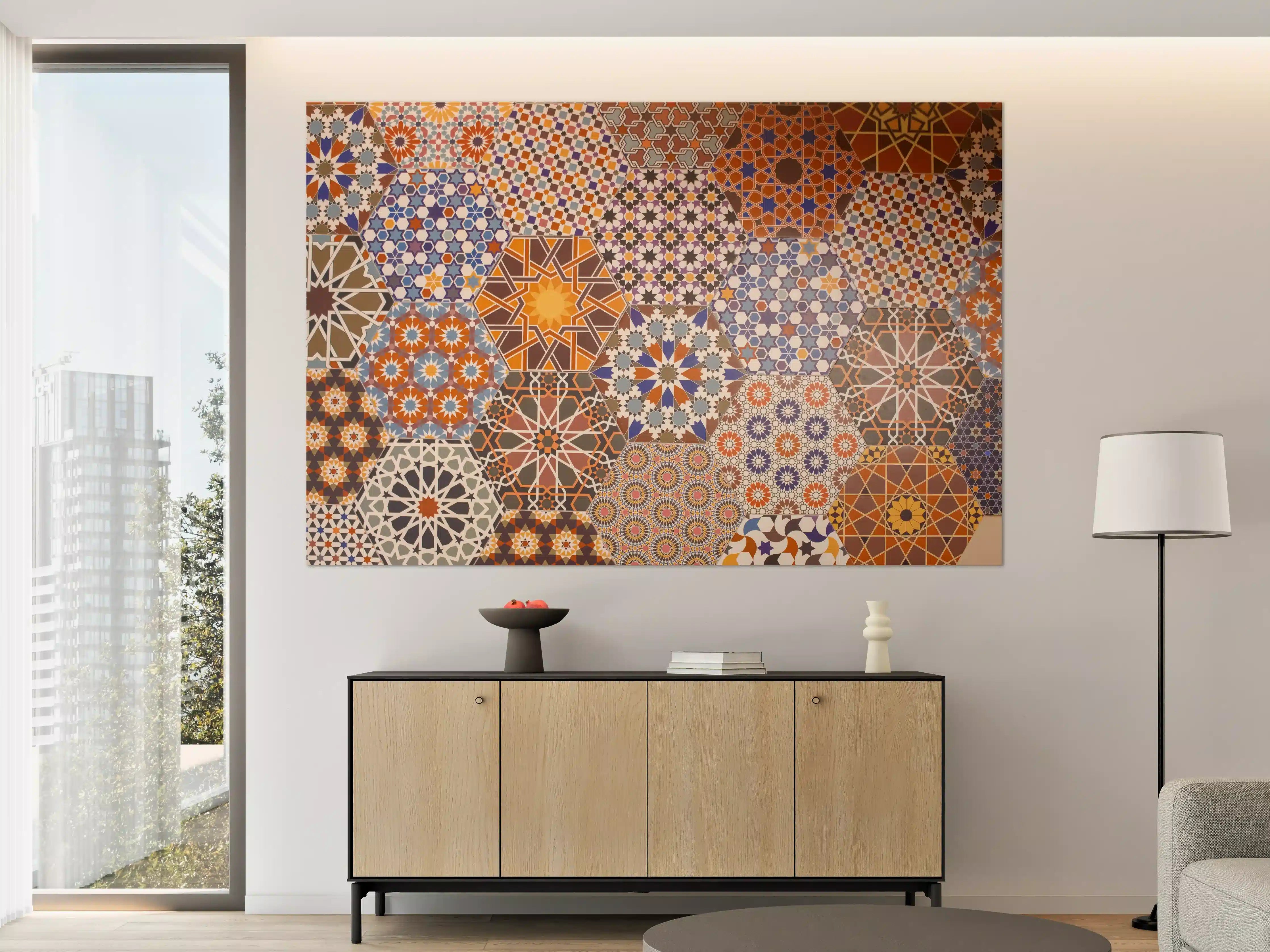 Große Wandbilder - Bunte Mosaikflächen mit geometrischen Mustern