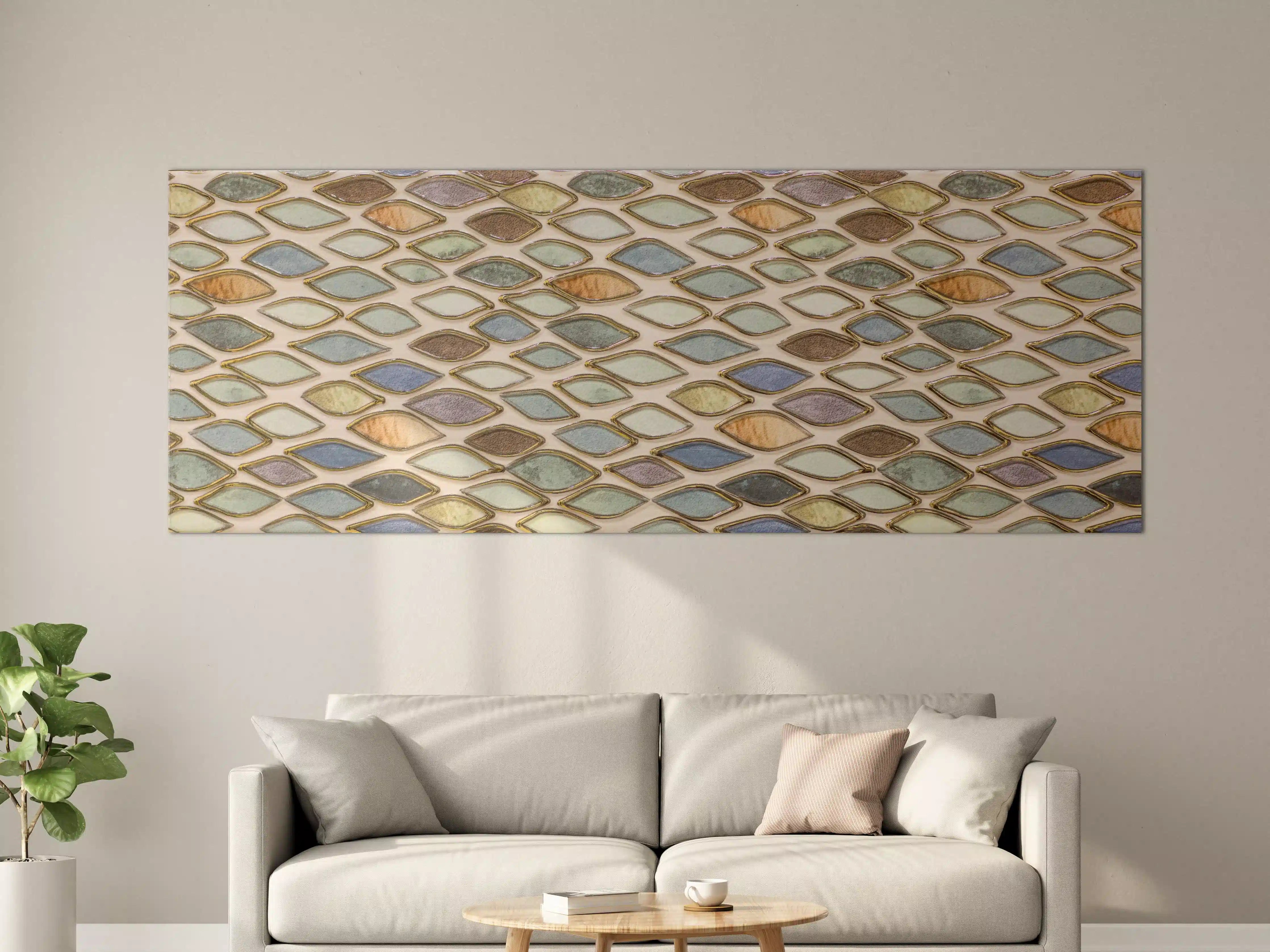 Große Wandbilder - Bunte Mosaikwand mit Sandfarben