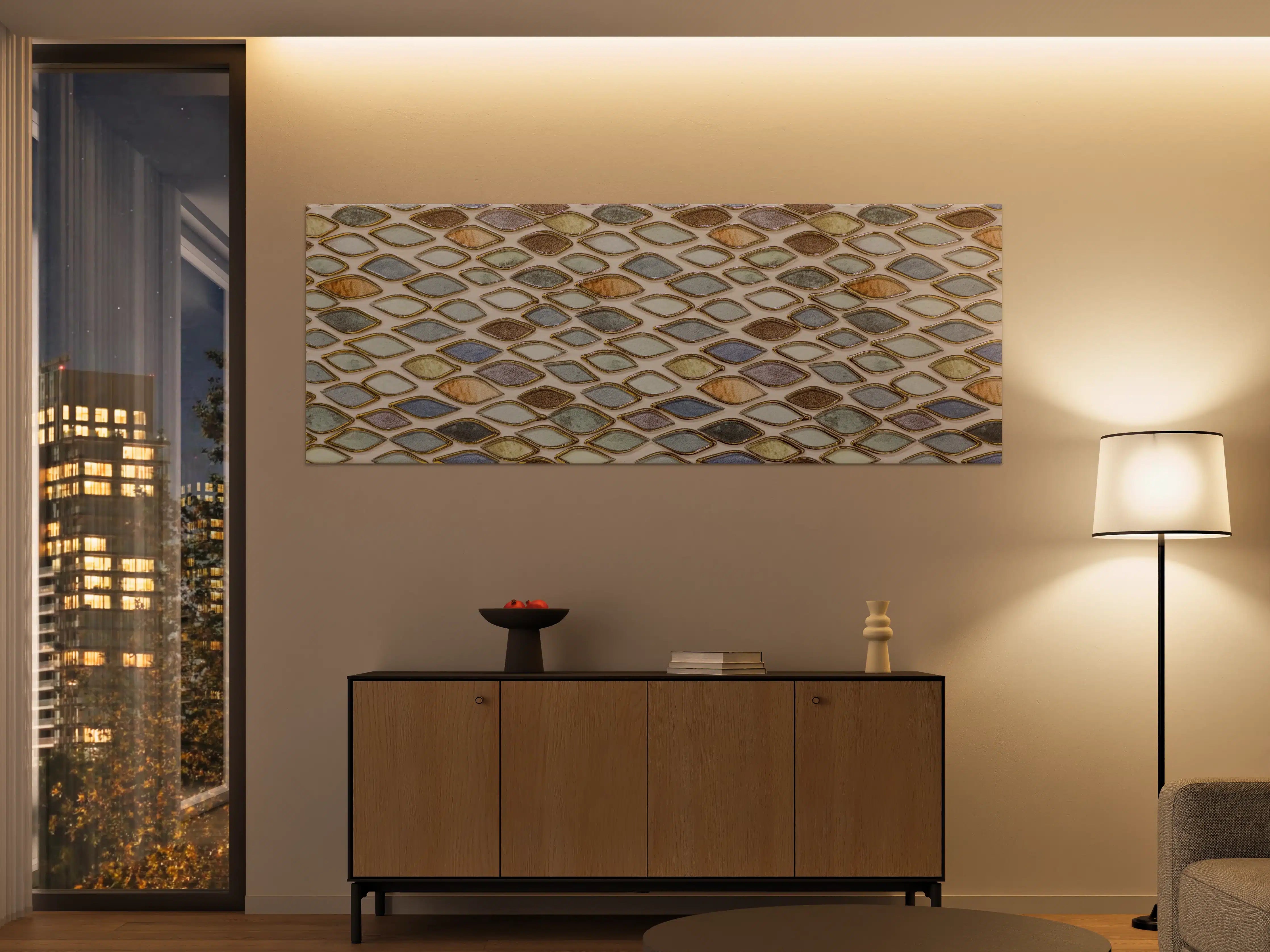 Große Wandbilder - Bunte Mosaikwand mit Sandfarben