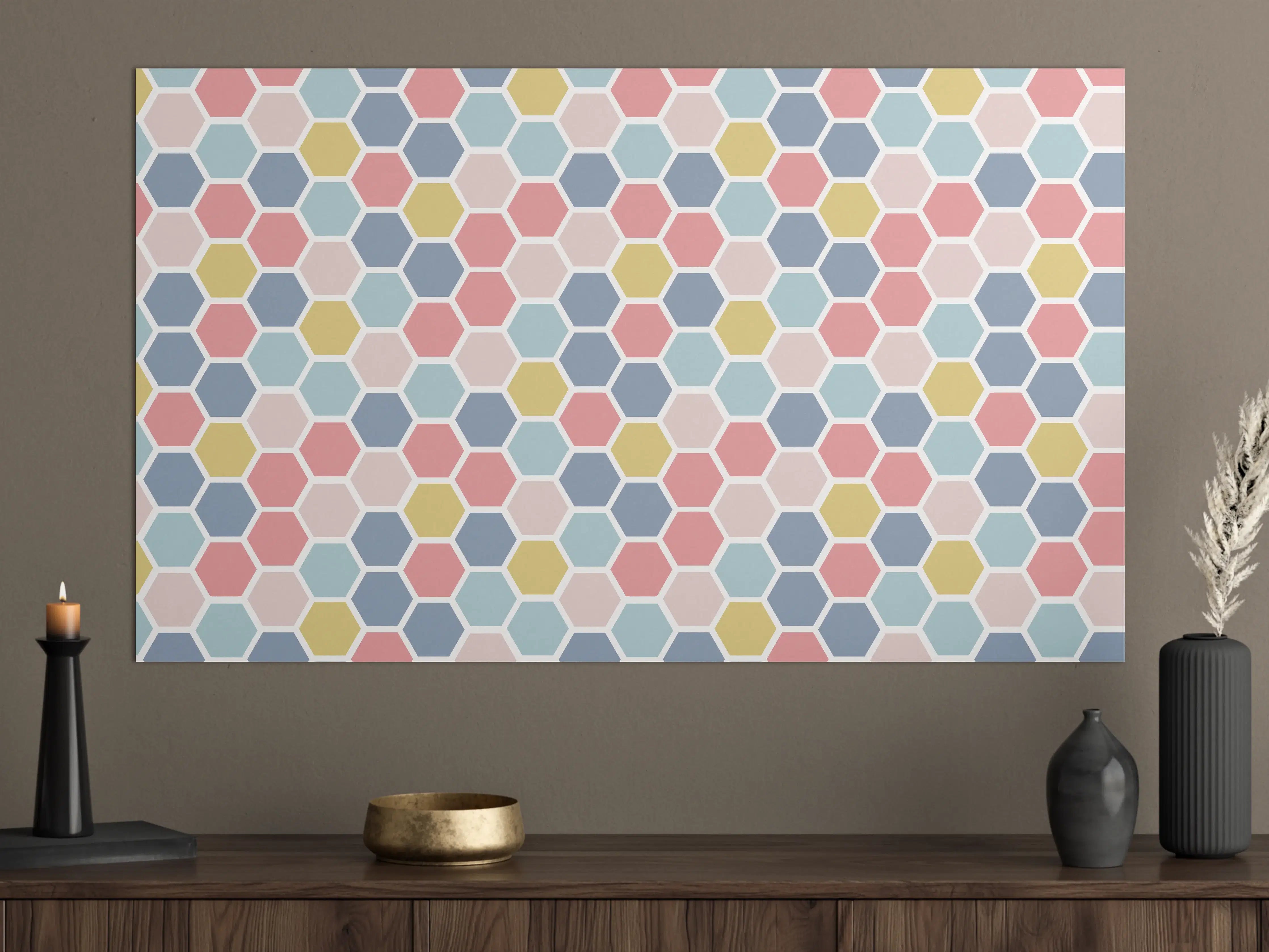 Große Wandbilder - Bunte Nordische Hexagon Muster