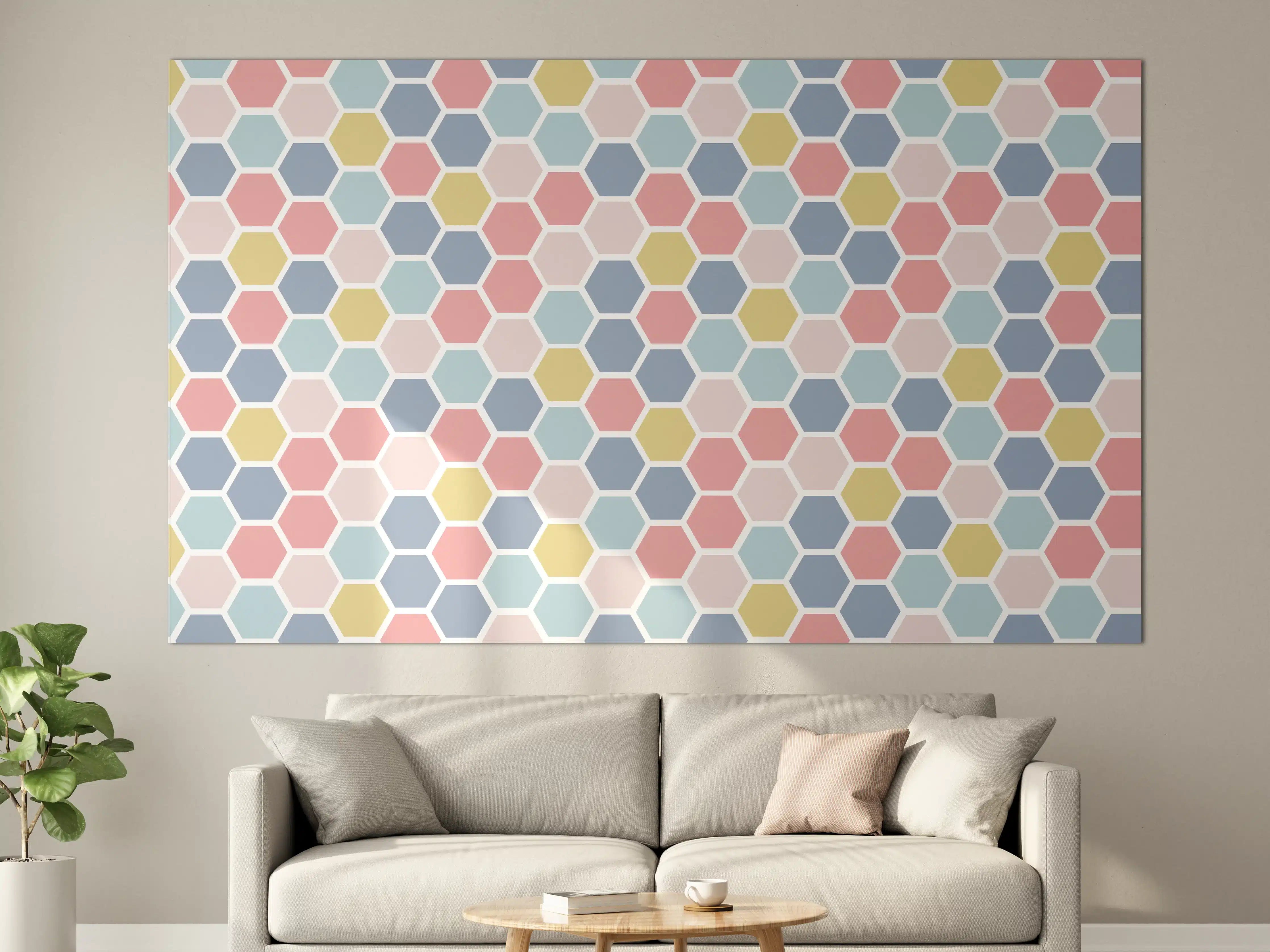 Große Wandbilder - Bunte Nordische Hexagon Muster