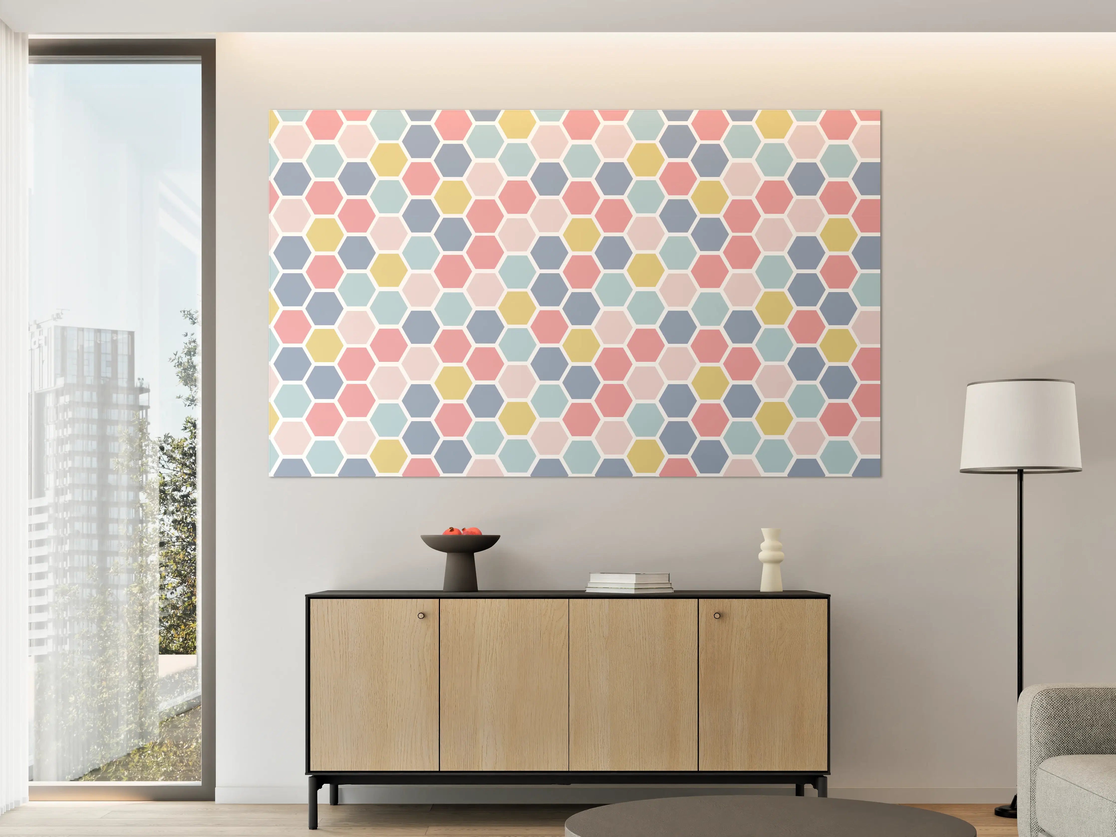 Große Wandbilder - Bunte Nordische Hexagon Muster