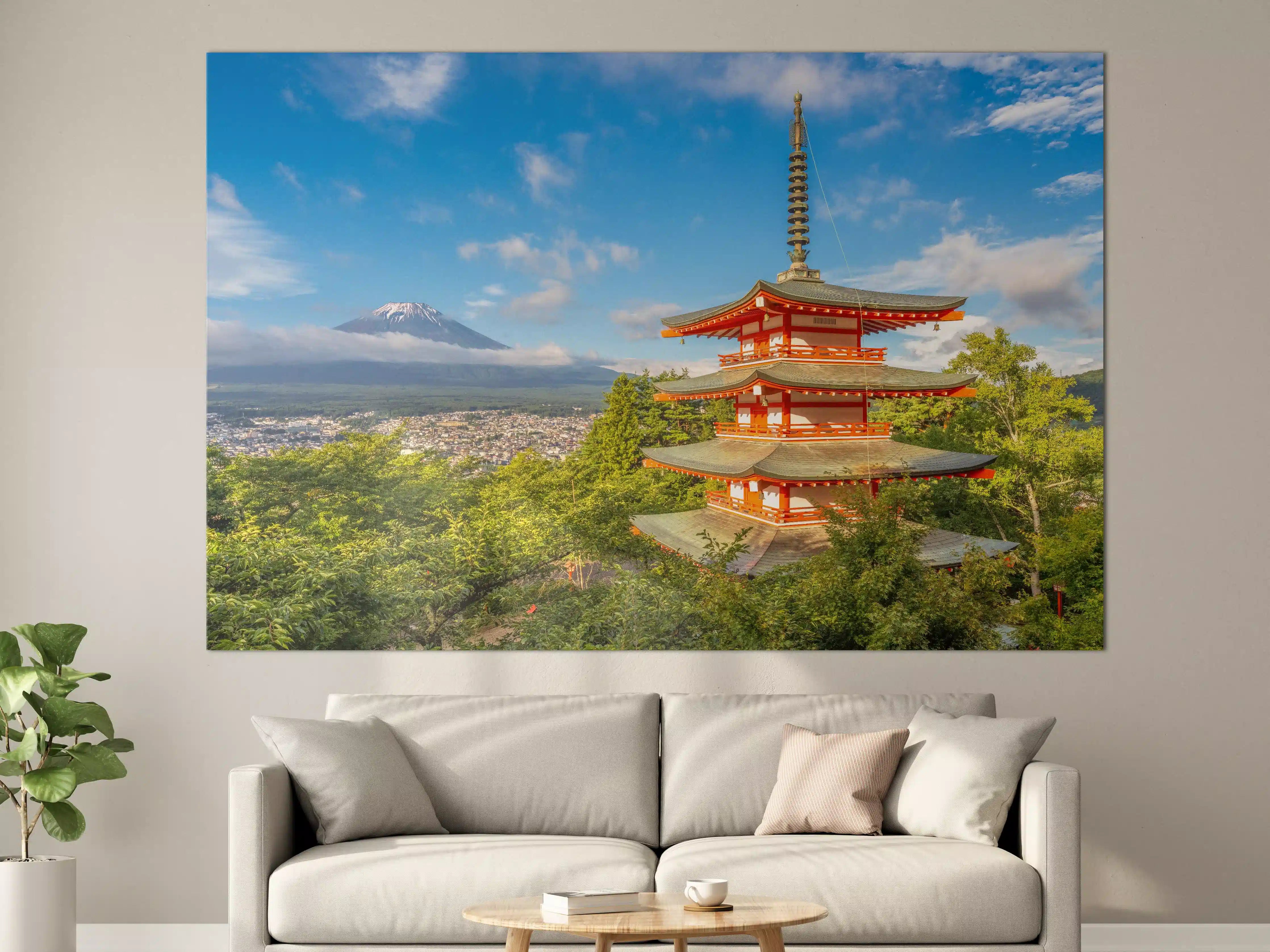 Große Wandbilder - Bunte Pagode mit Fuji-Berg im Hintergrund