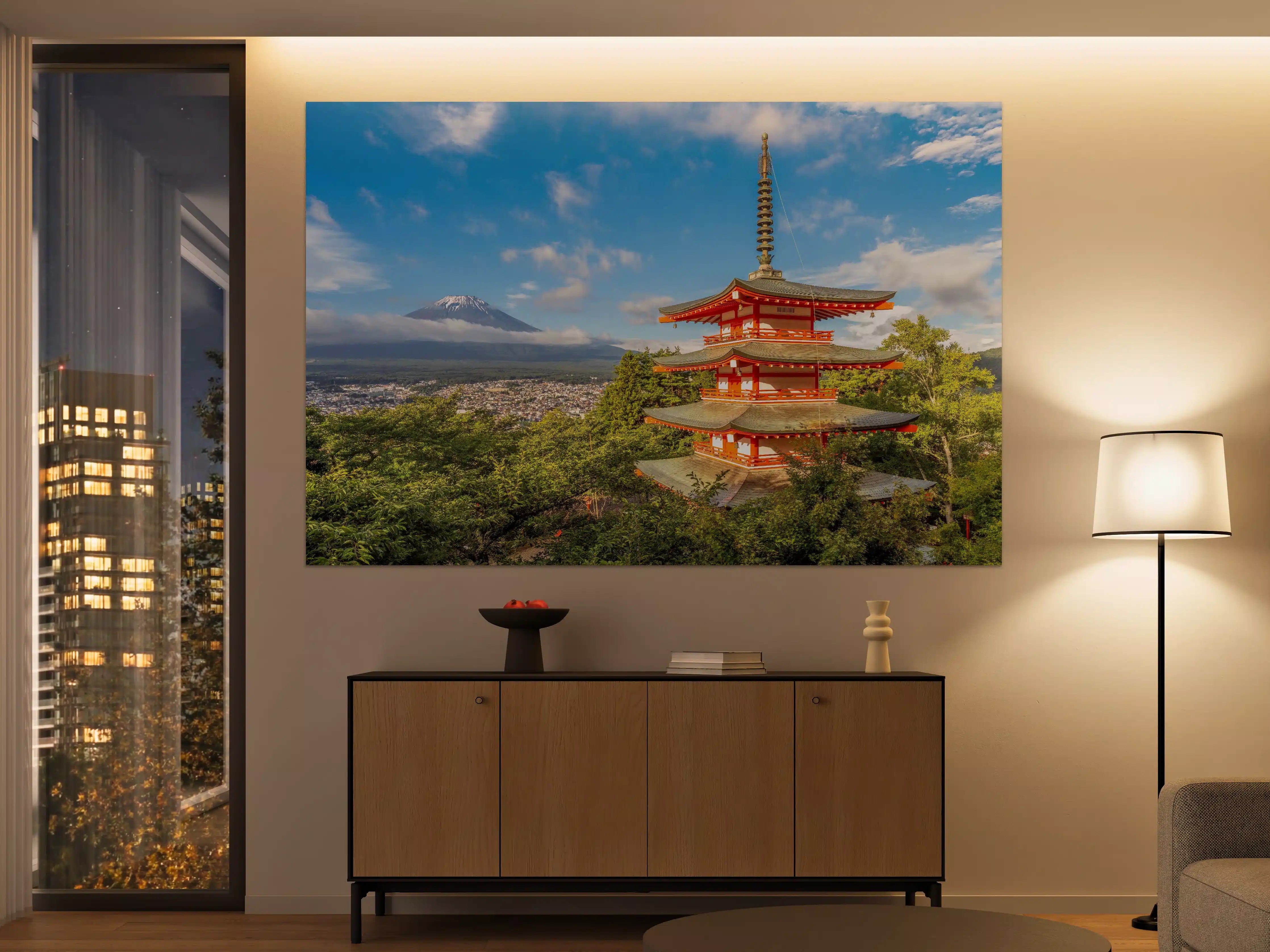 Große Wandbilder - Bunte Pagode mit Fuji-Berg im Hintergrund