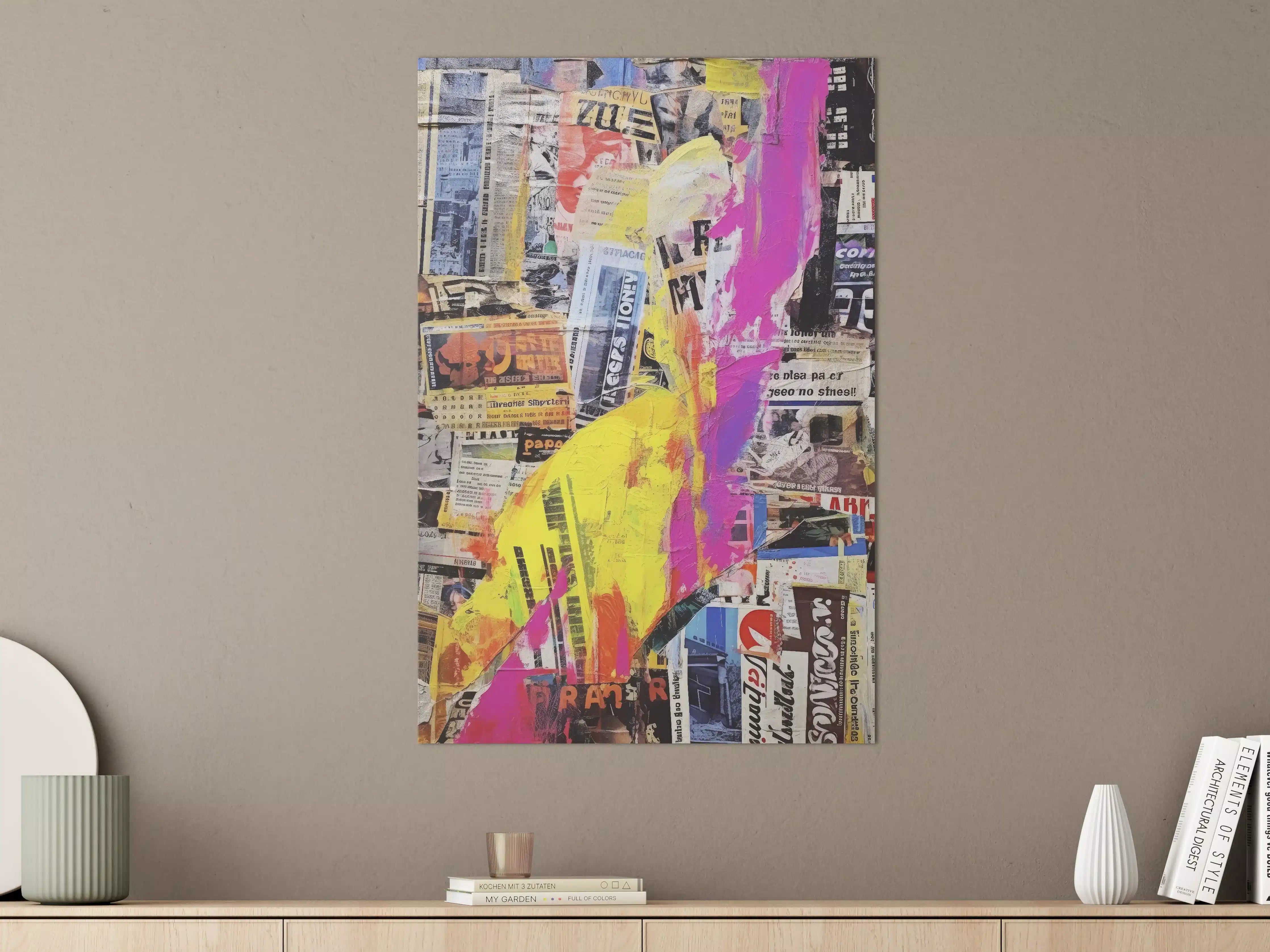 Große Wandbilder - Bunte Papier-Collage Kunst