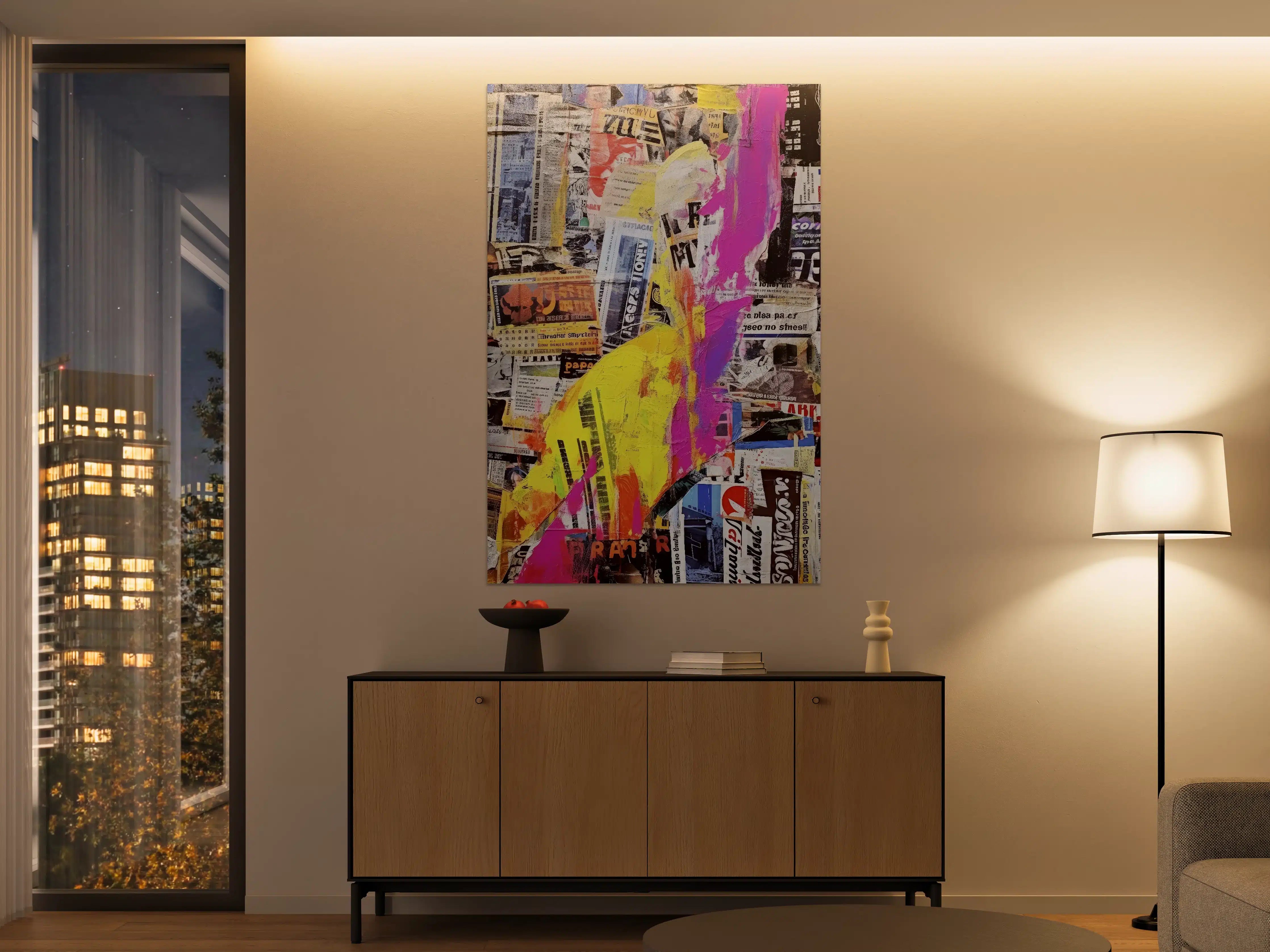 Große Wandbilder - Bunte Papier-Collage Kunst