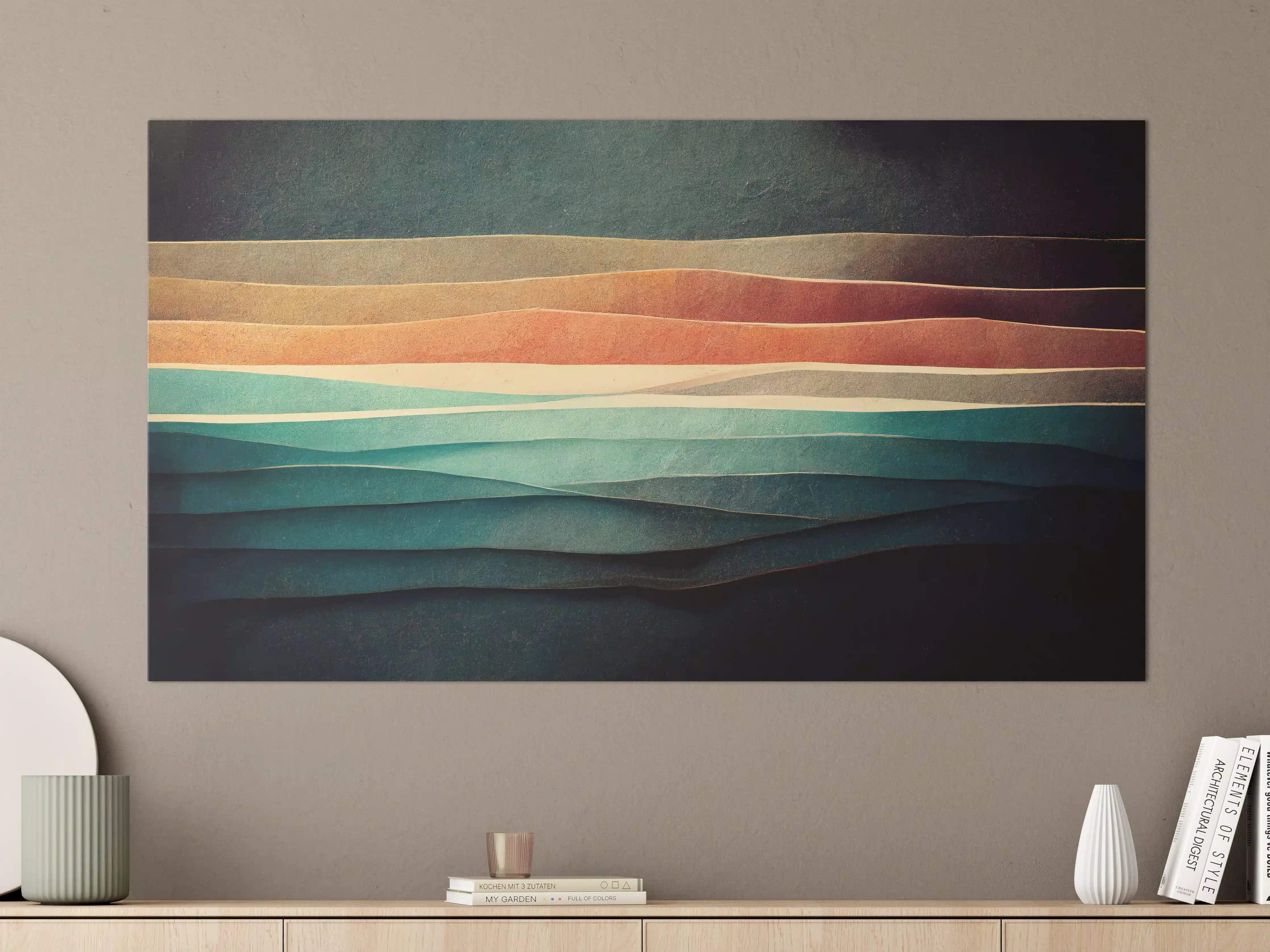 Große Wandbilder - Bunte Papierstreifen auf dunklem Hintergrund