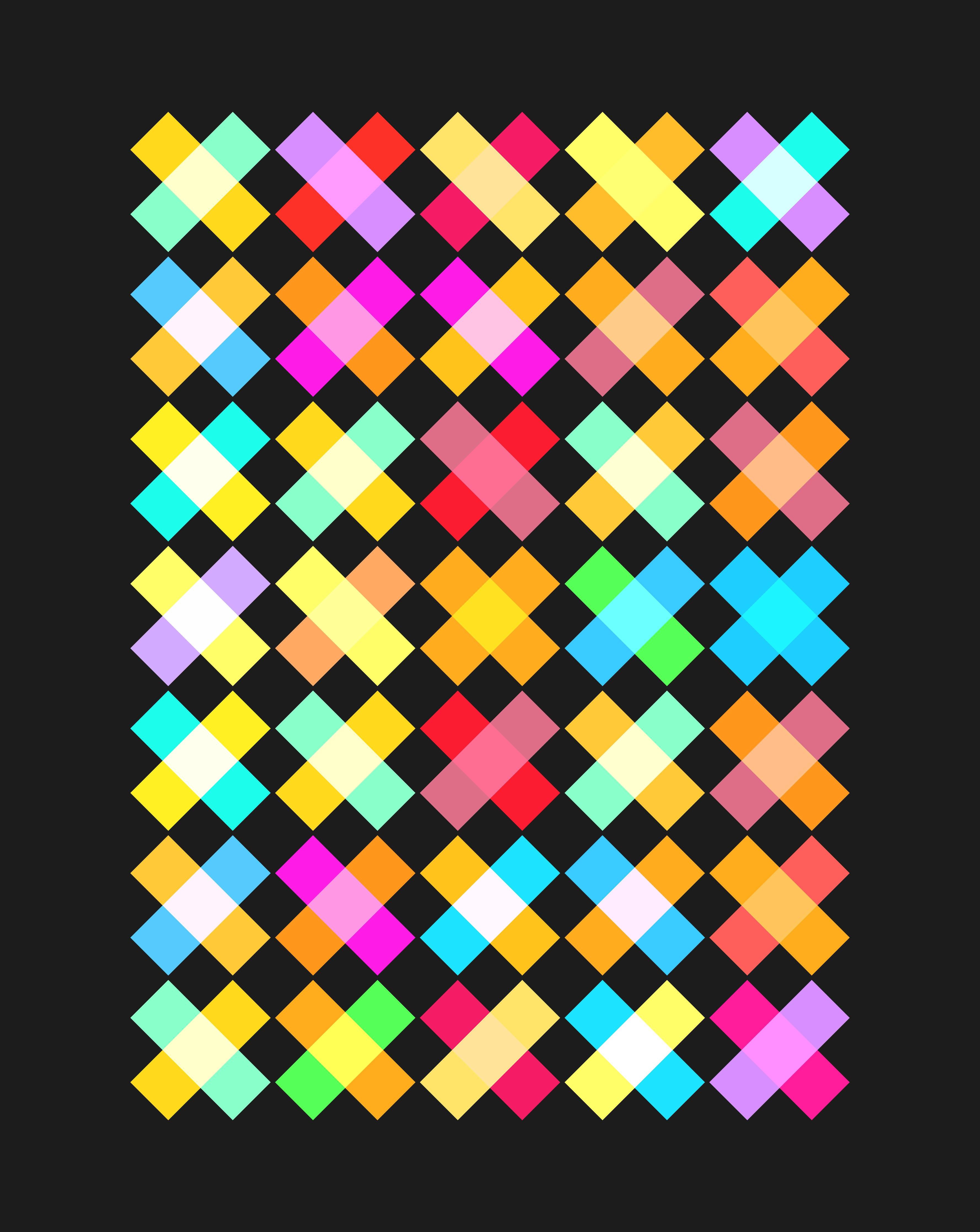 Große Wandbilder-Bunte Pixelkunst auf schwarzem Hintergrund