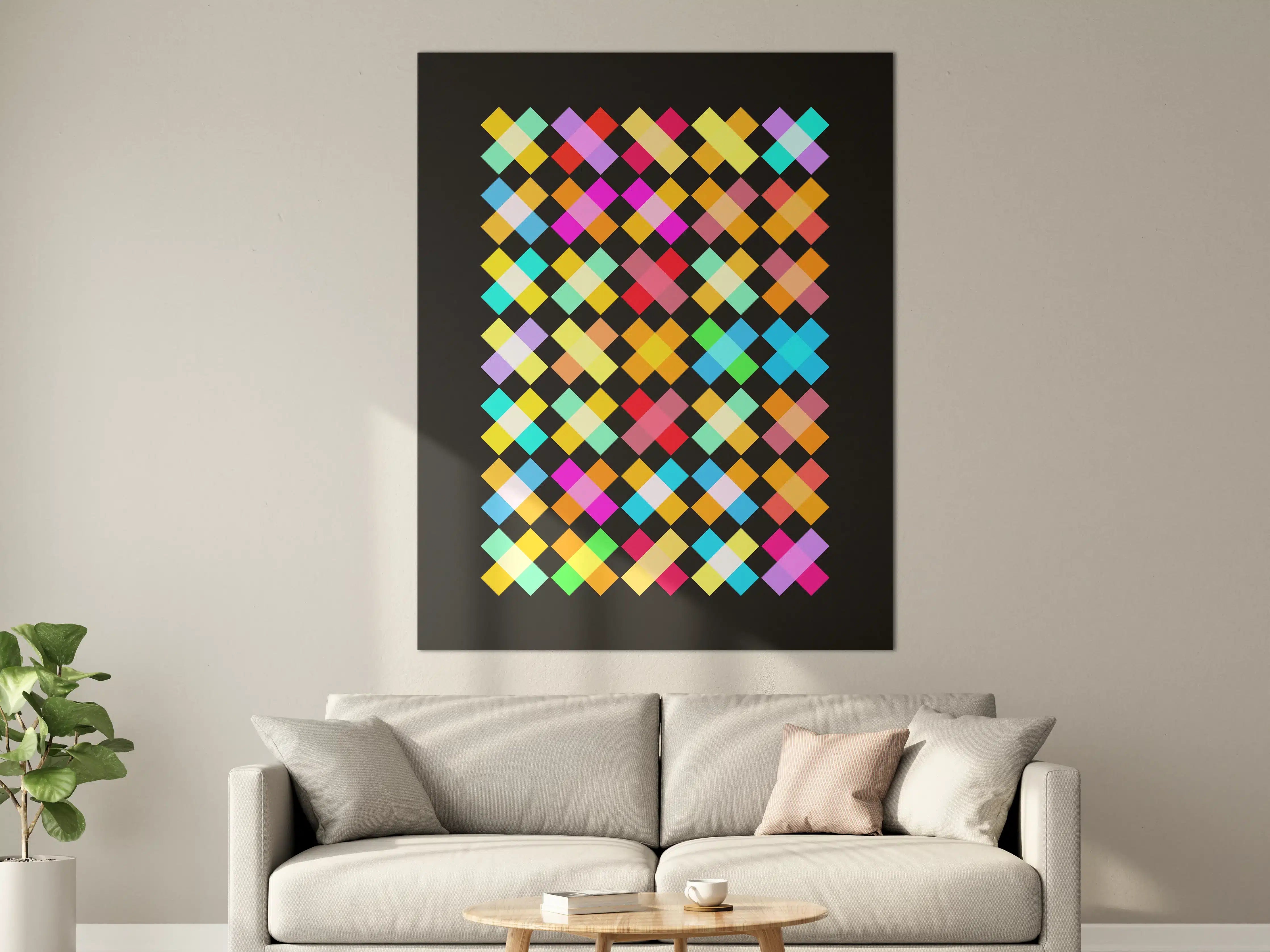 Große Wandbilder - Bunte Pixelkunst auf schwarzem Hintergrund