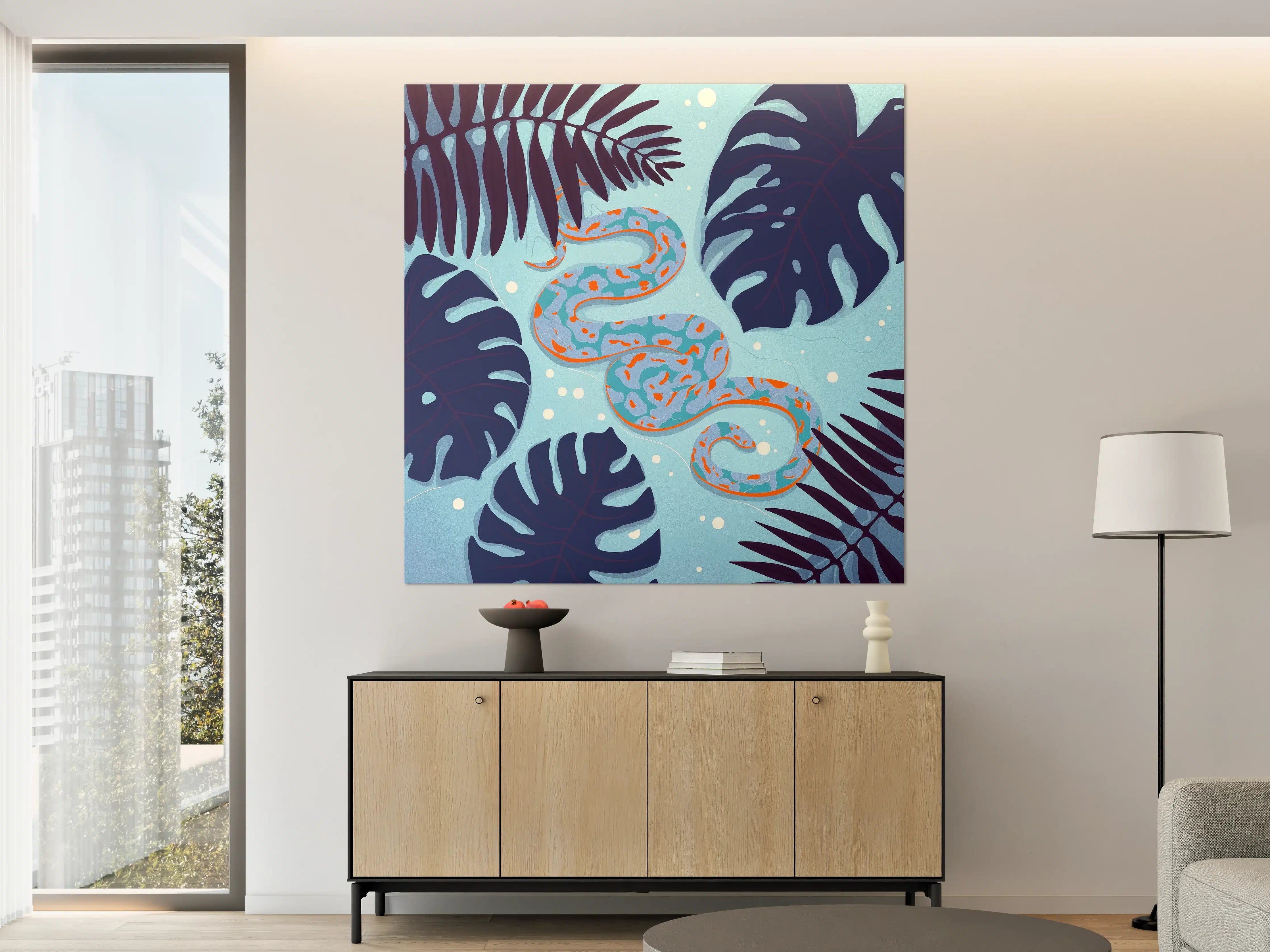 Große Wandbilder - Bunte Python im Dschungel