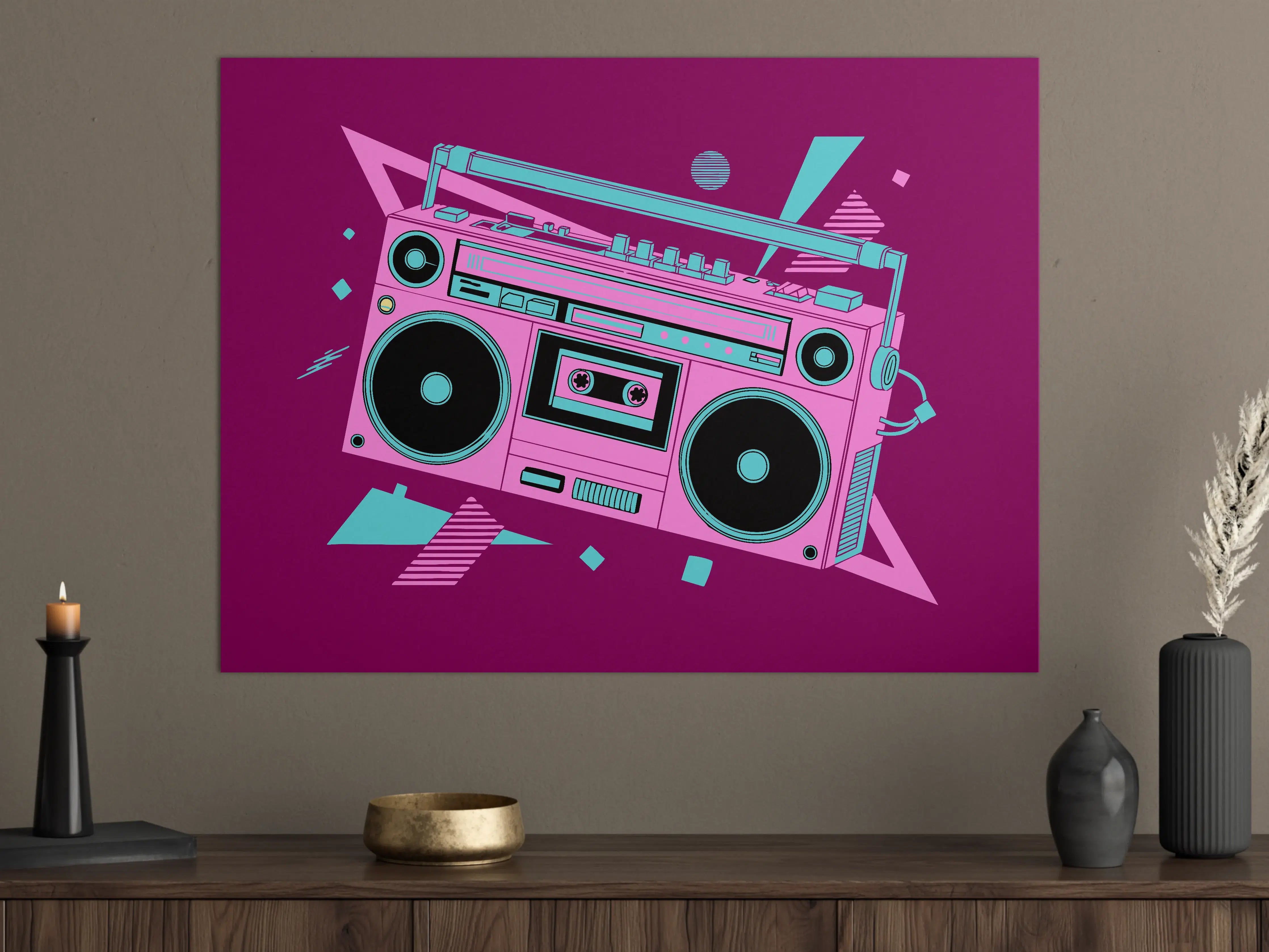 Große Wandbilder - Bunte Retro-Style DJ-Boombox