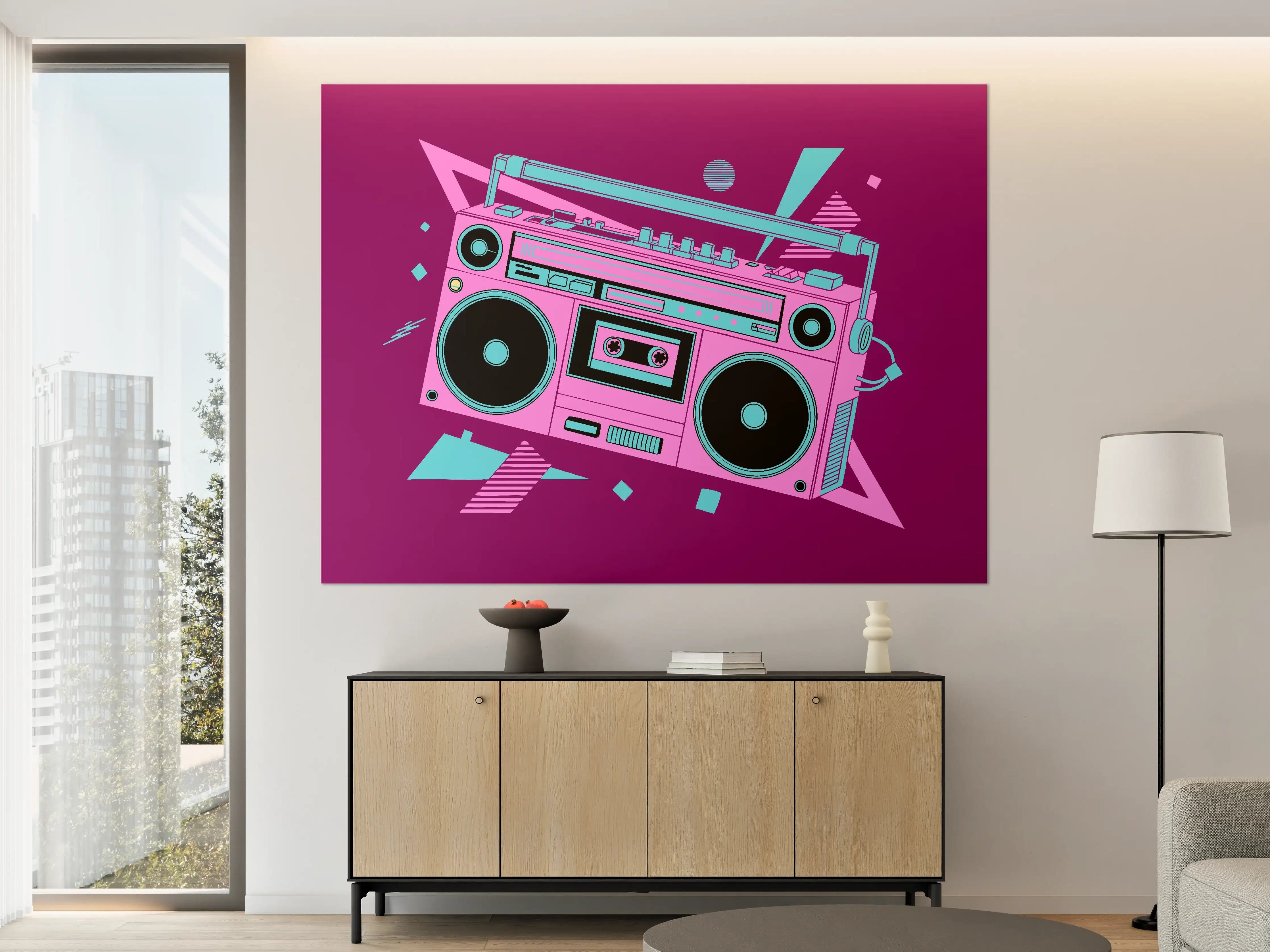 Große Wandbilder - Bunte Retro-Style DJ-Boombox
