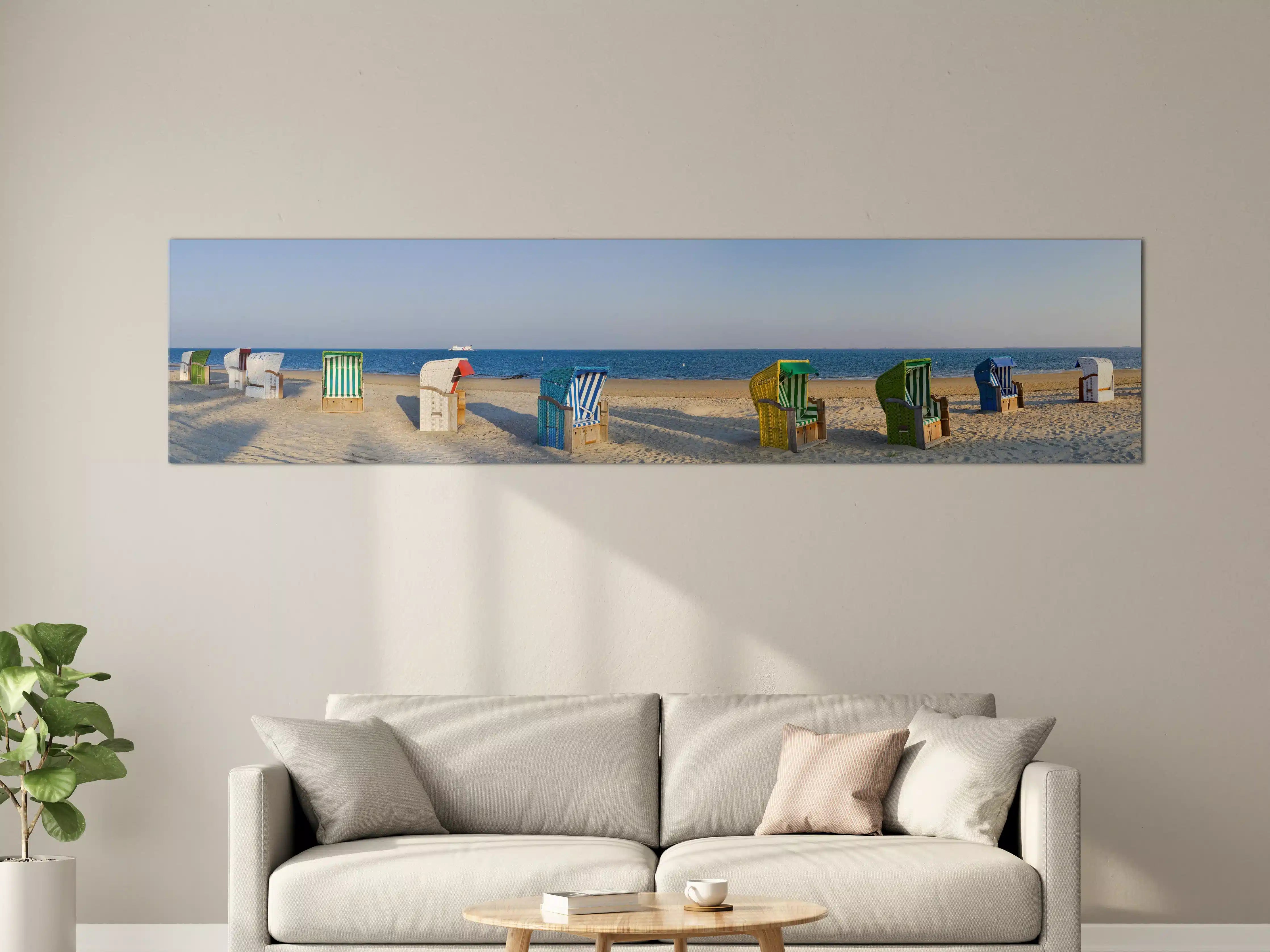 Große Wandbilder - Bunte Strandkörbe am Meer