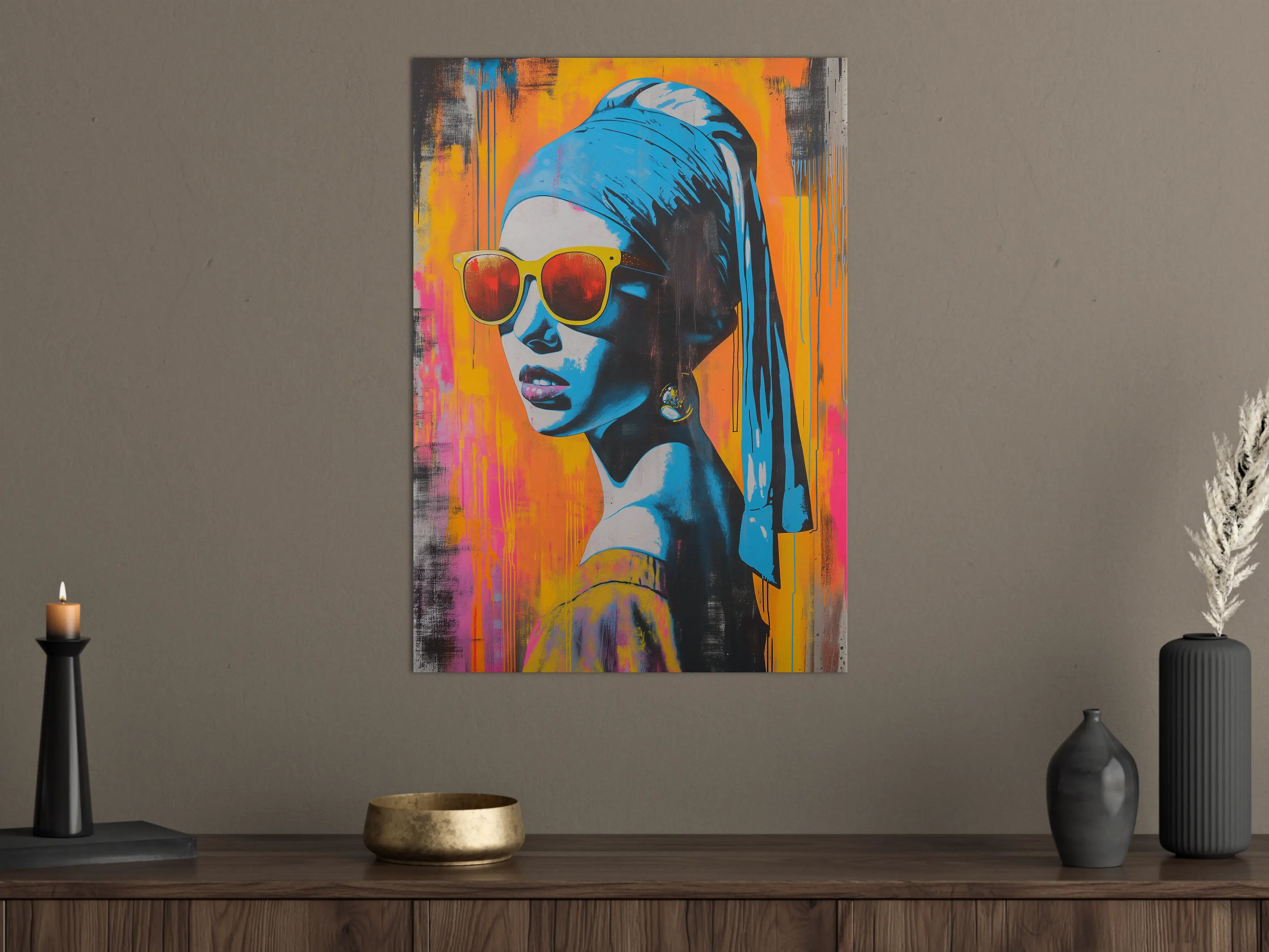 Große Wandbilder - Bunte Street Art Portrait mit Sonnenbrille