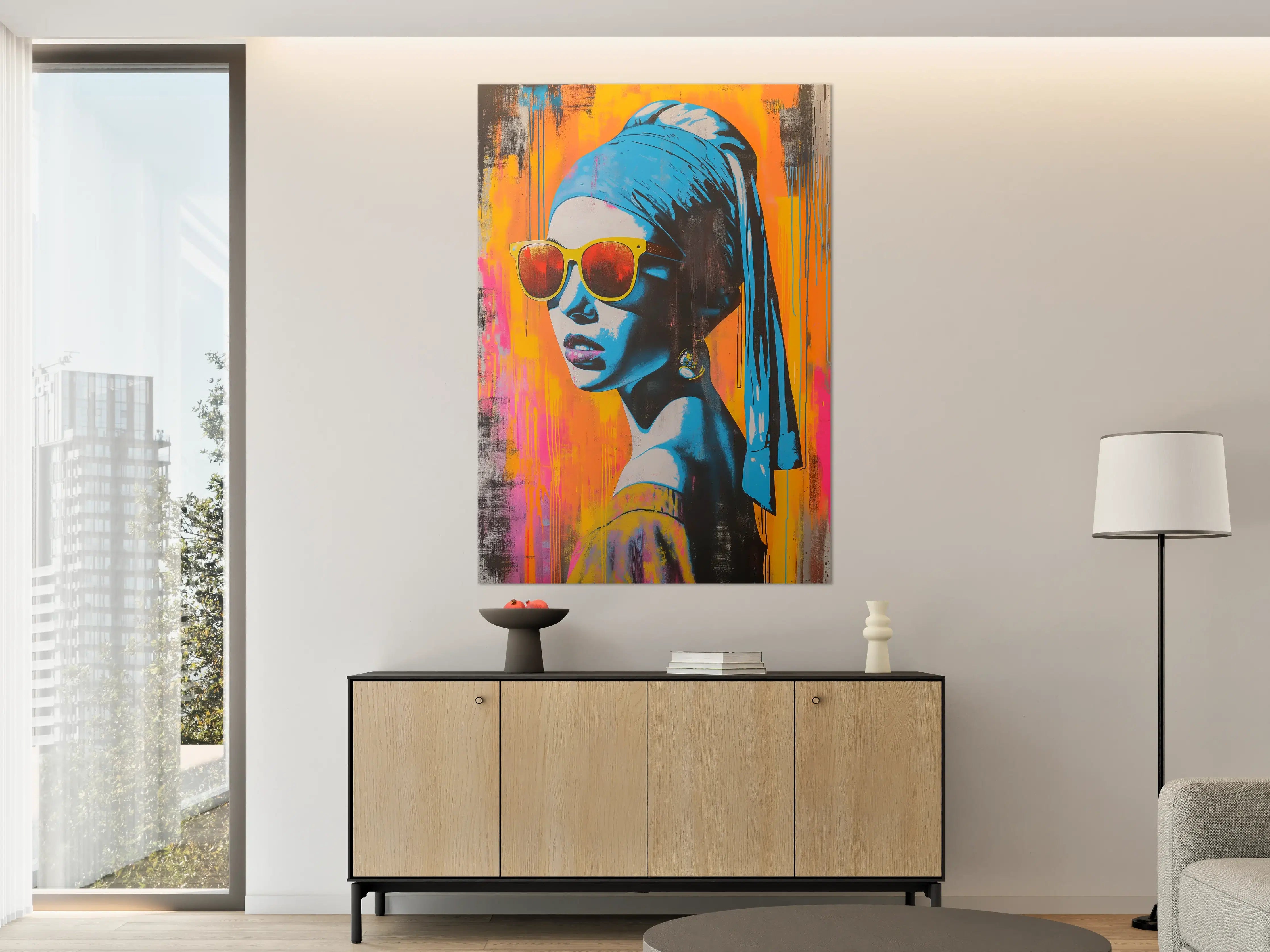Große Wandbilder - Bunte Street Art Portrait mit Sonnenbrille