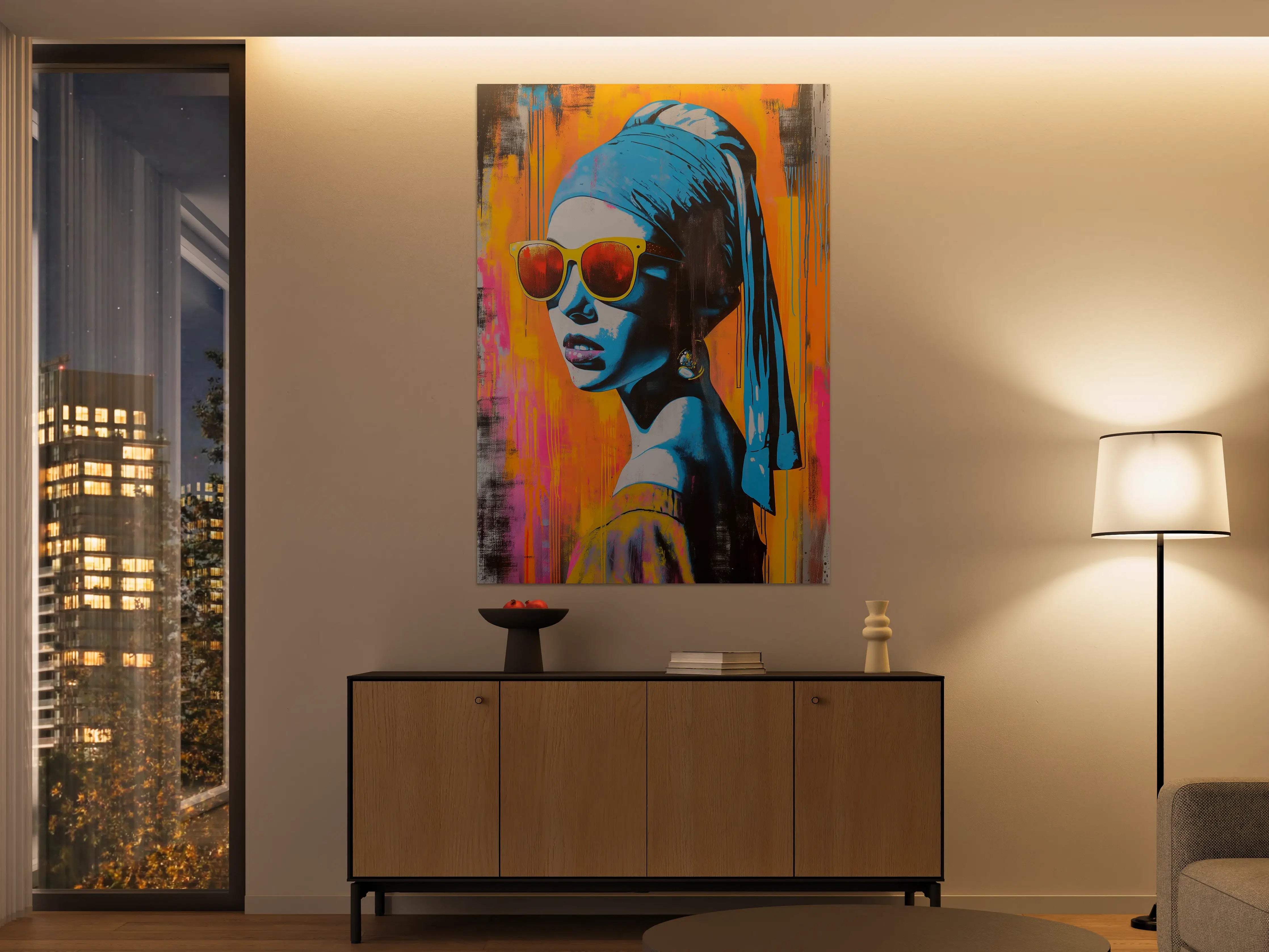 Große Wandbilder - Bunte Street Art Portrait mit Sonnenbrille