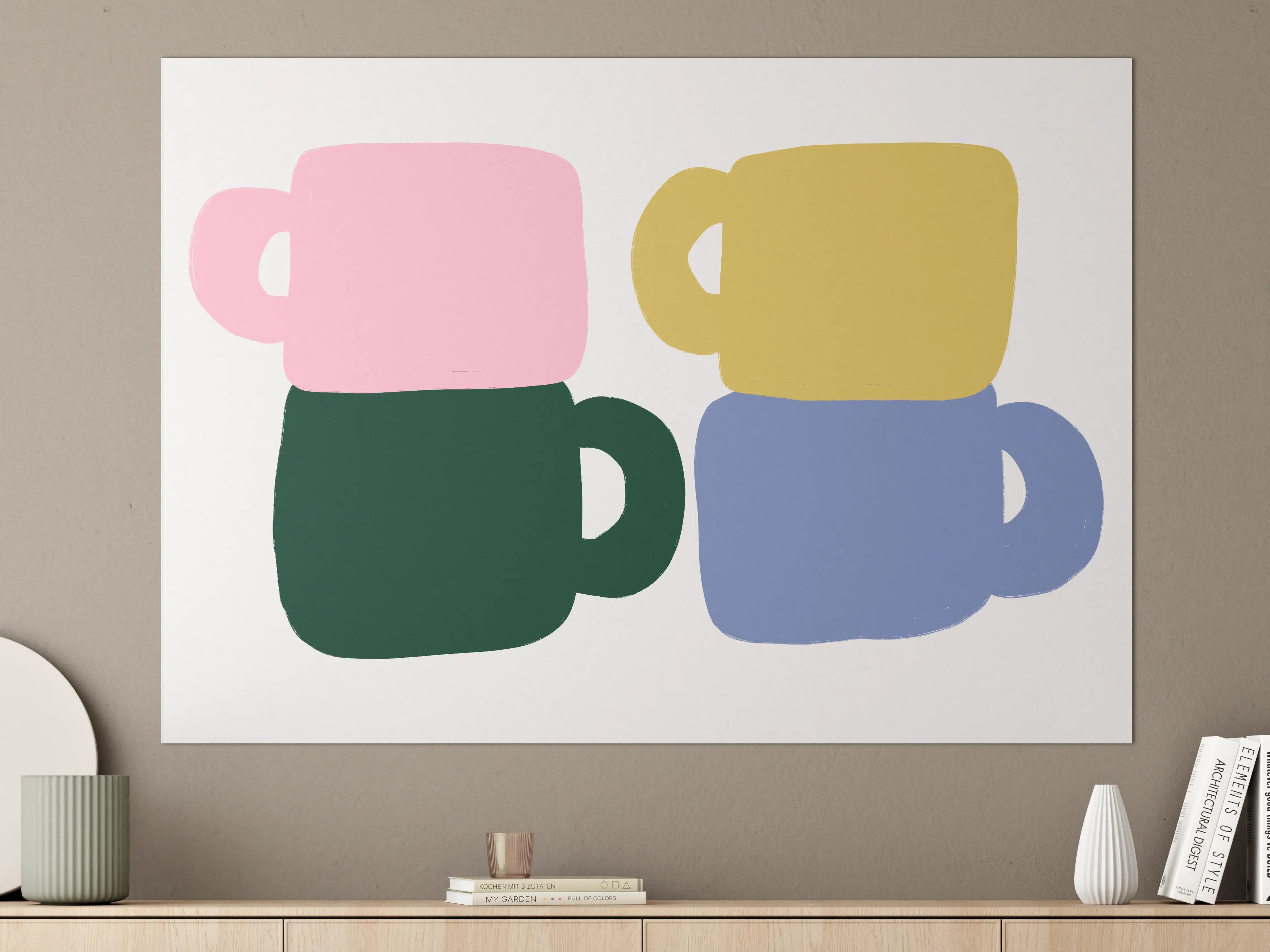 Große Wandbilder - Bunte Tassen Kunst