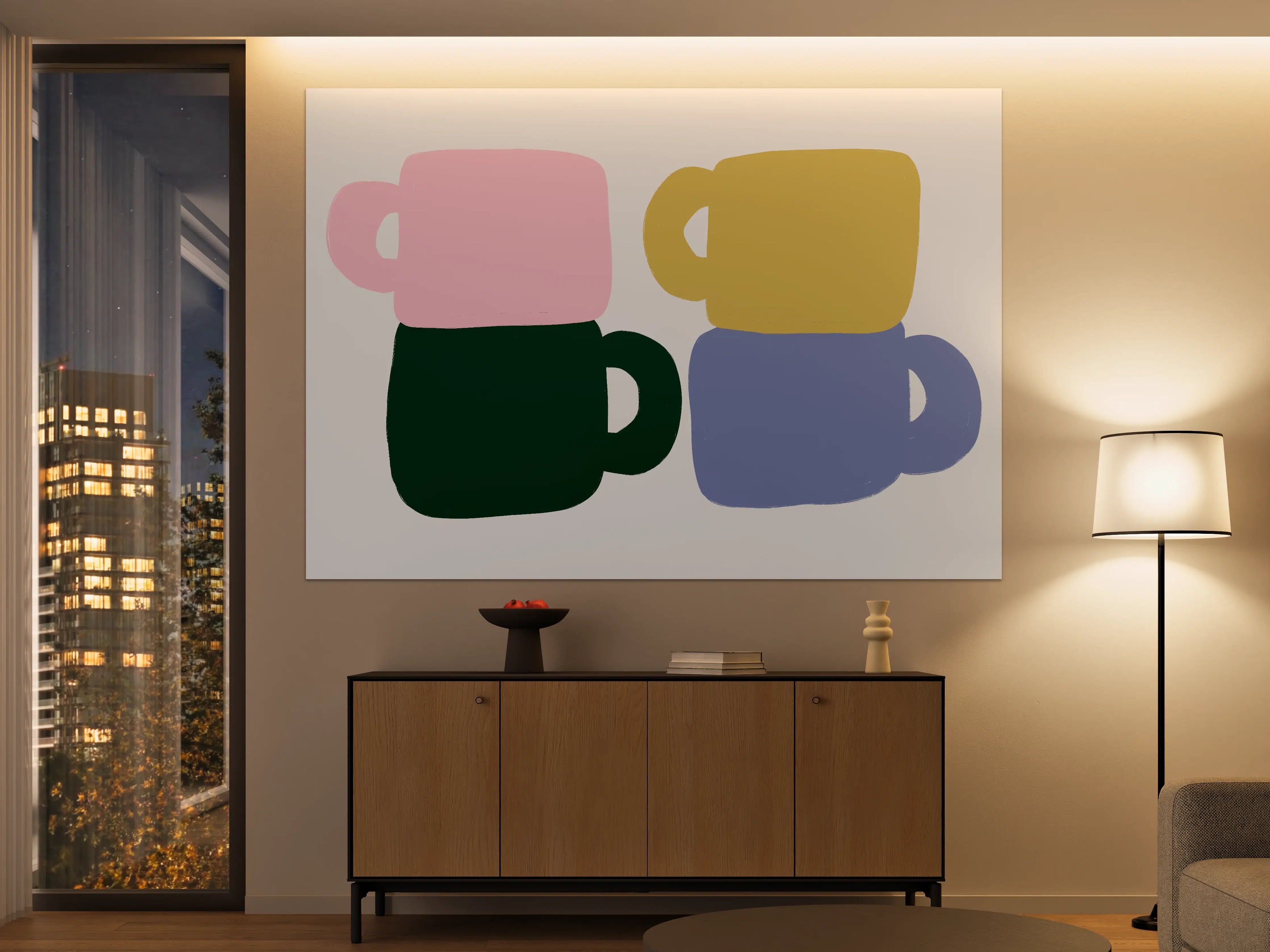 Große Wandbilder - Bunte Tassen Kunst