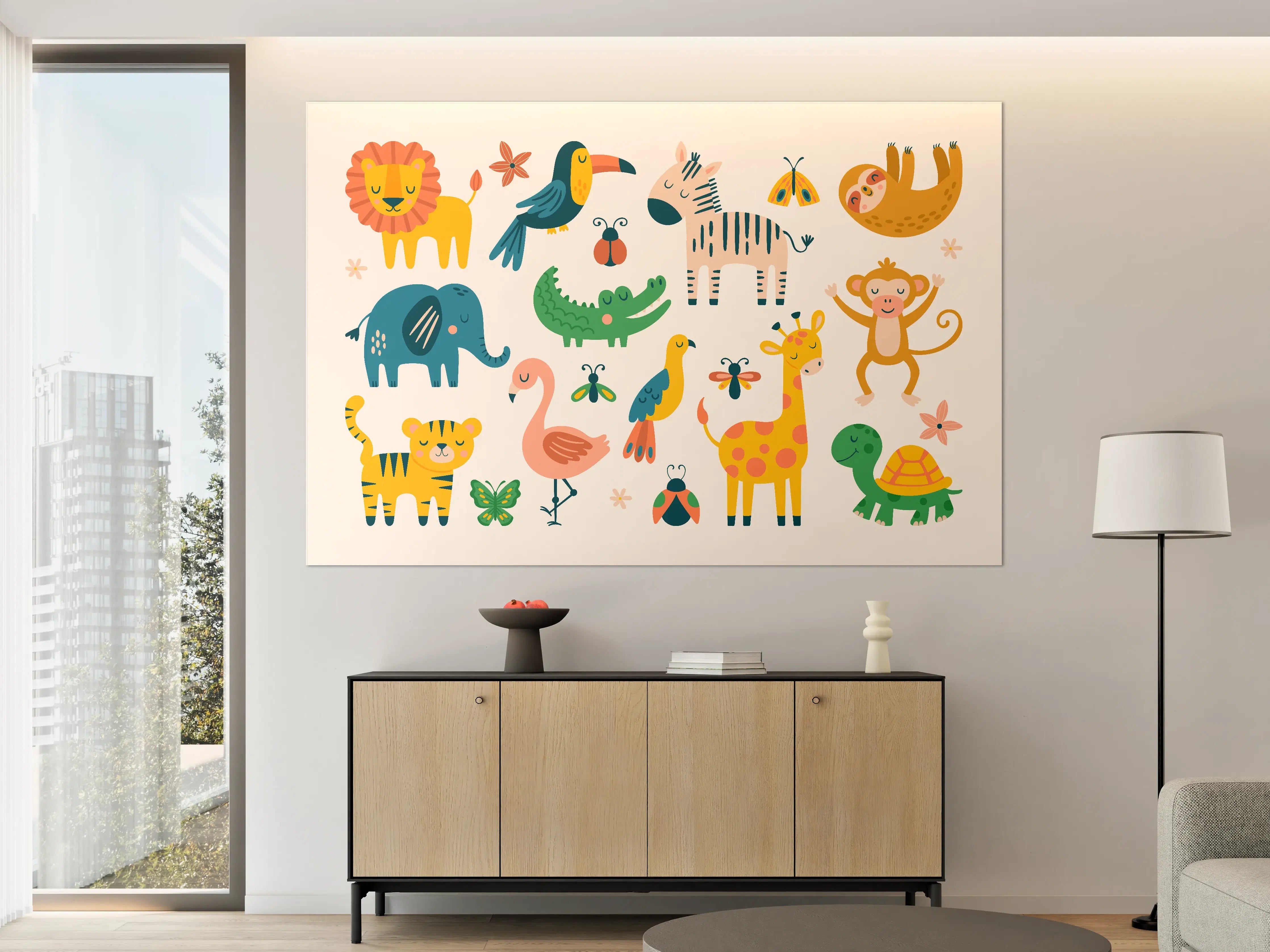 Große Wandbilder - Bunte Tierfiguren Illustration
