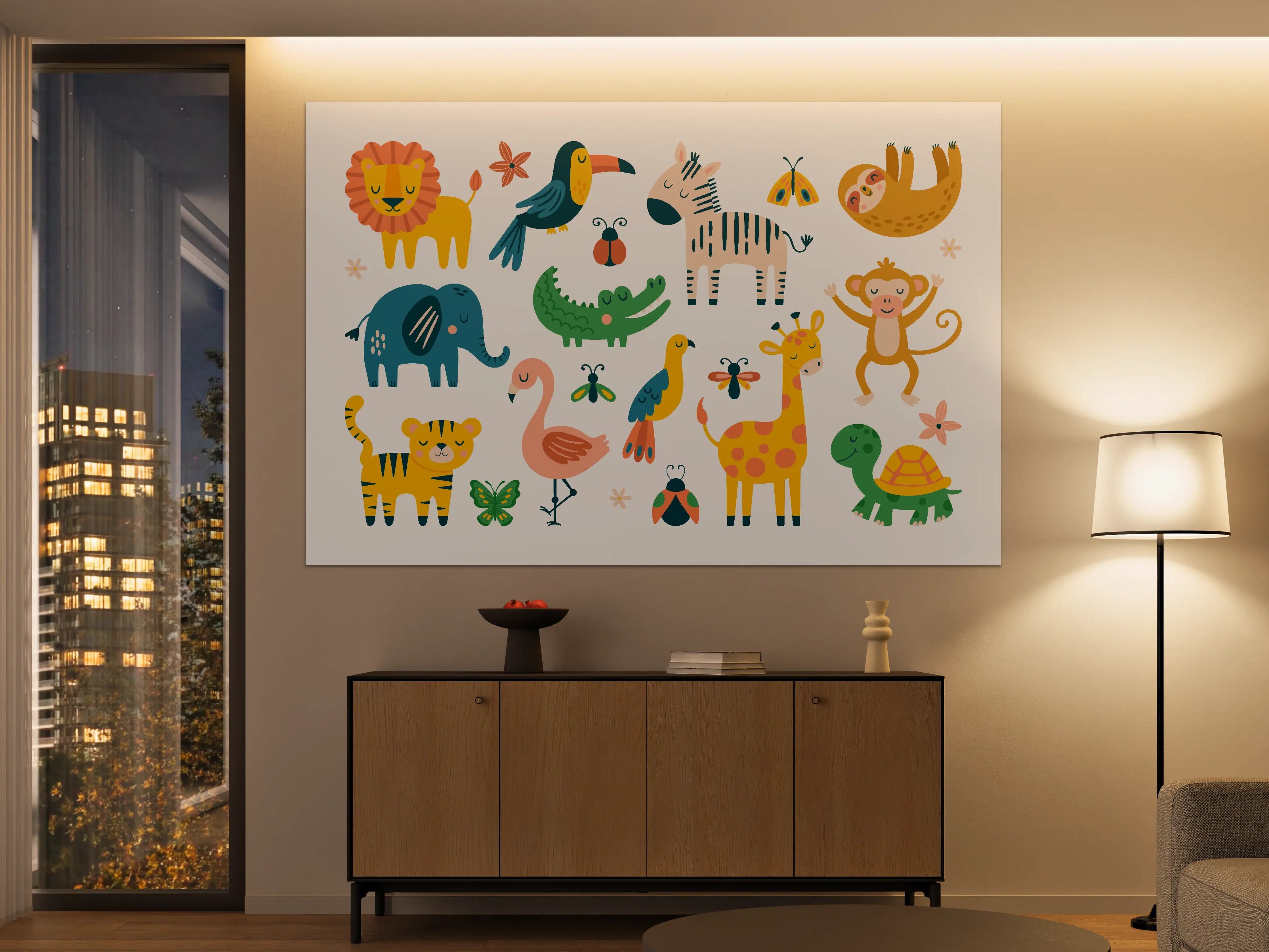 Große Wandbilder - Bunte Tierfiguren Illustration