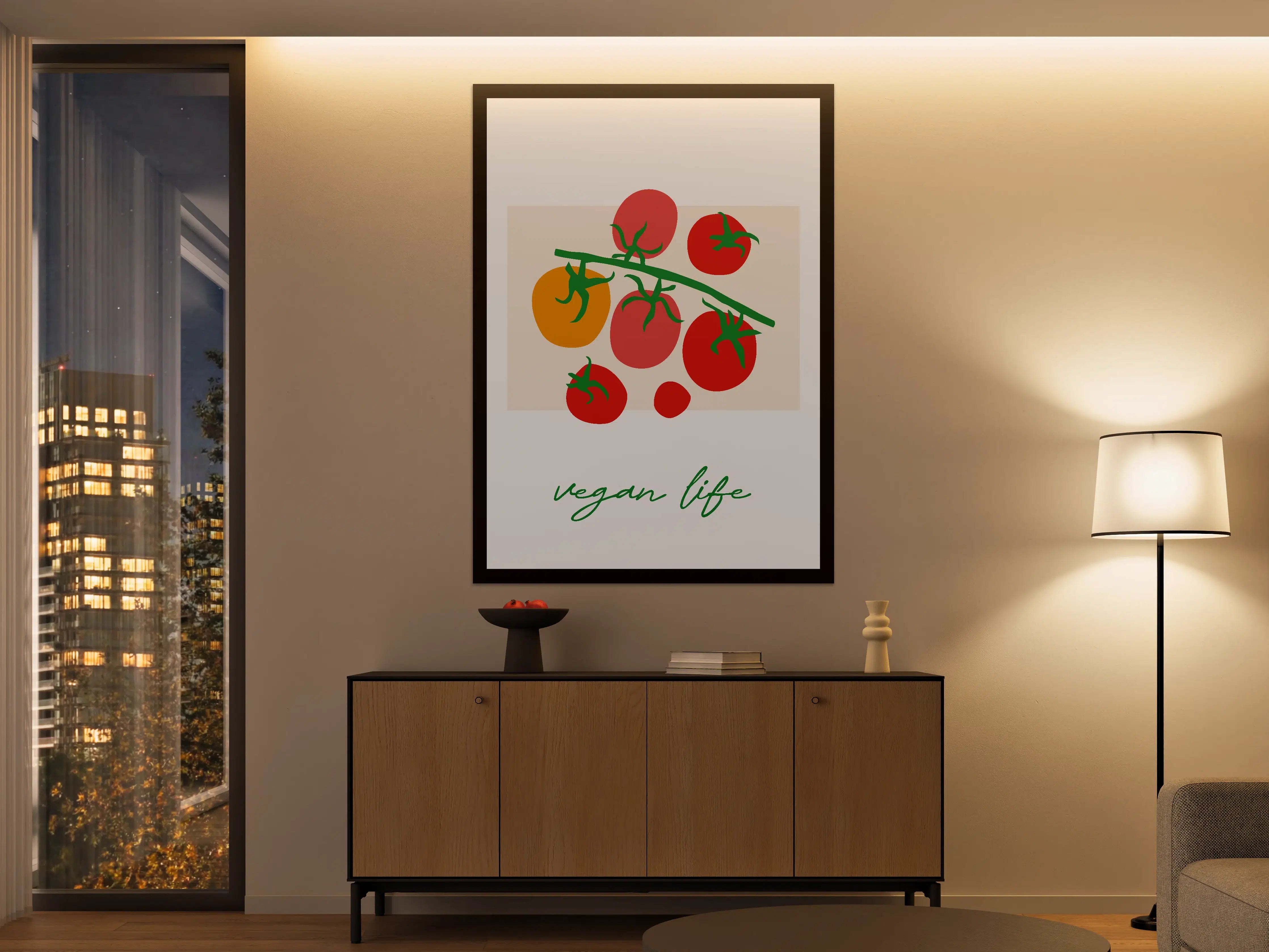 Große Wandbilder - Bunte Tomaten auf Zweig