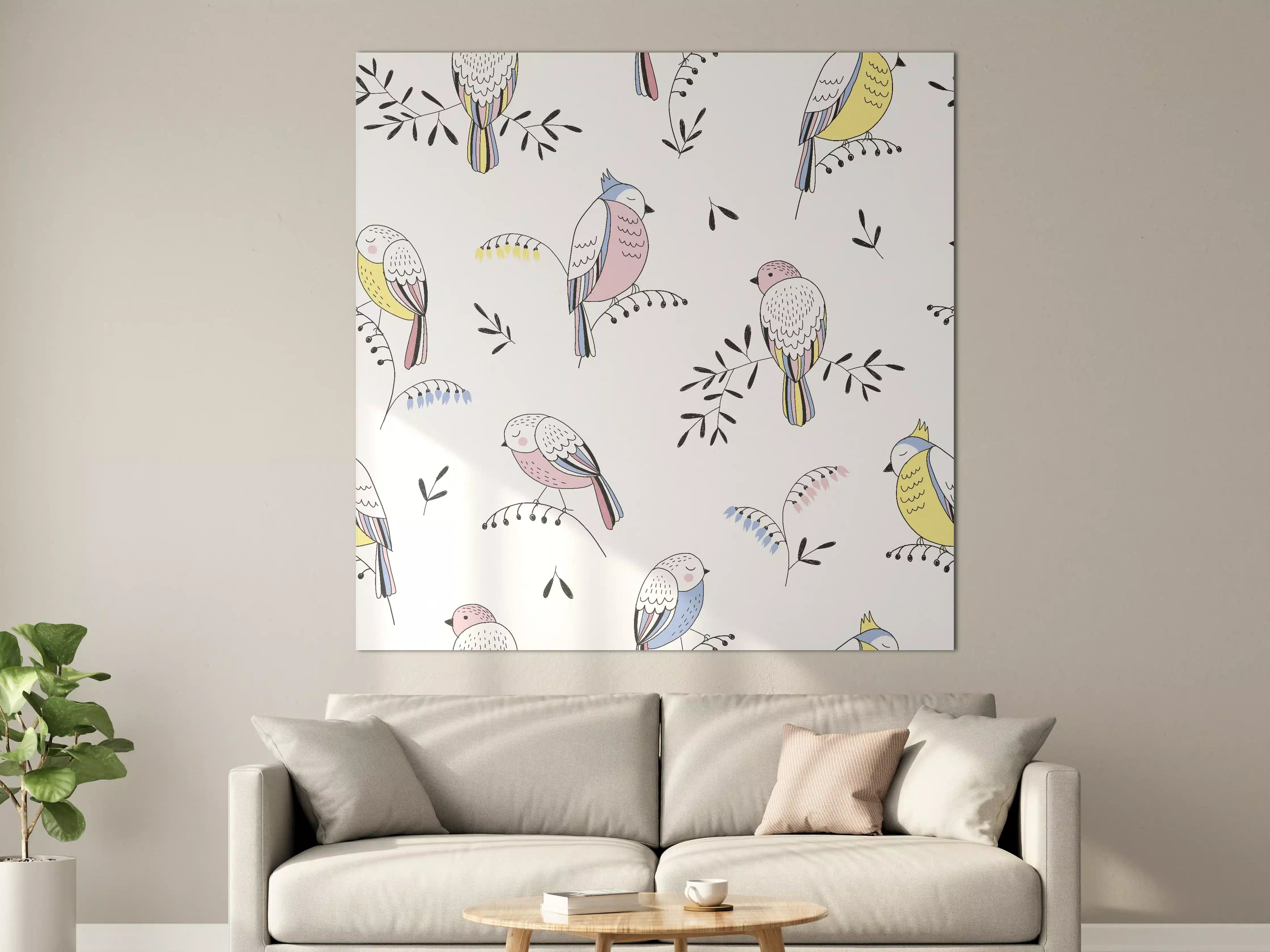 Große Wandbilder - Bunte Vögel Muster Illustration